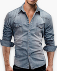 Denim Overhemd Heren Western Borstzakken