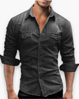 Denim Overhemd Heren Western Borstzakken