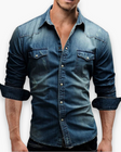 Denim Overhemd Heren Western Borstzakken