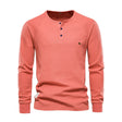 Henley Shirt Heren Waffelstructuur Lange Mouw