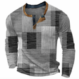 Patchwork Henley Trui Heren Contrastkraag Lange Mouw