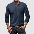 Henley Shirt Heren Lange Mouw Knoopsluiting