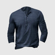 Henley Shirt Heren Lange Mouw Knoopsluiting