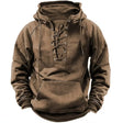 Vintage Hoodie Heren Veterkraag Kangoeroezak