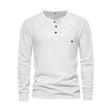 Henley Shirt Heren Waffelstructuur Lange Mouw