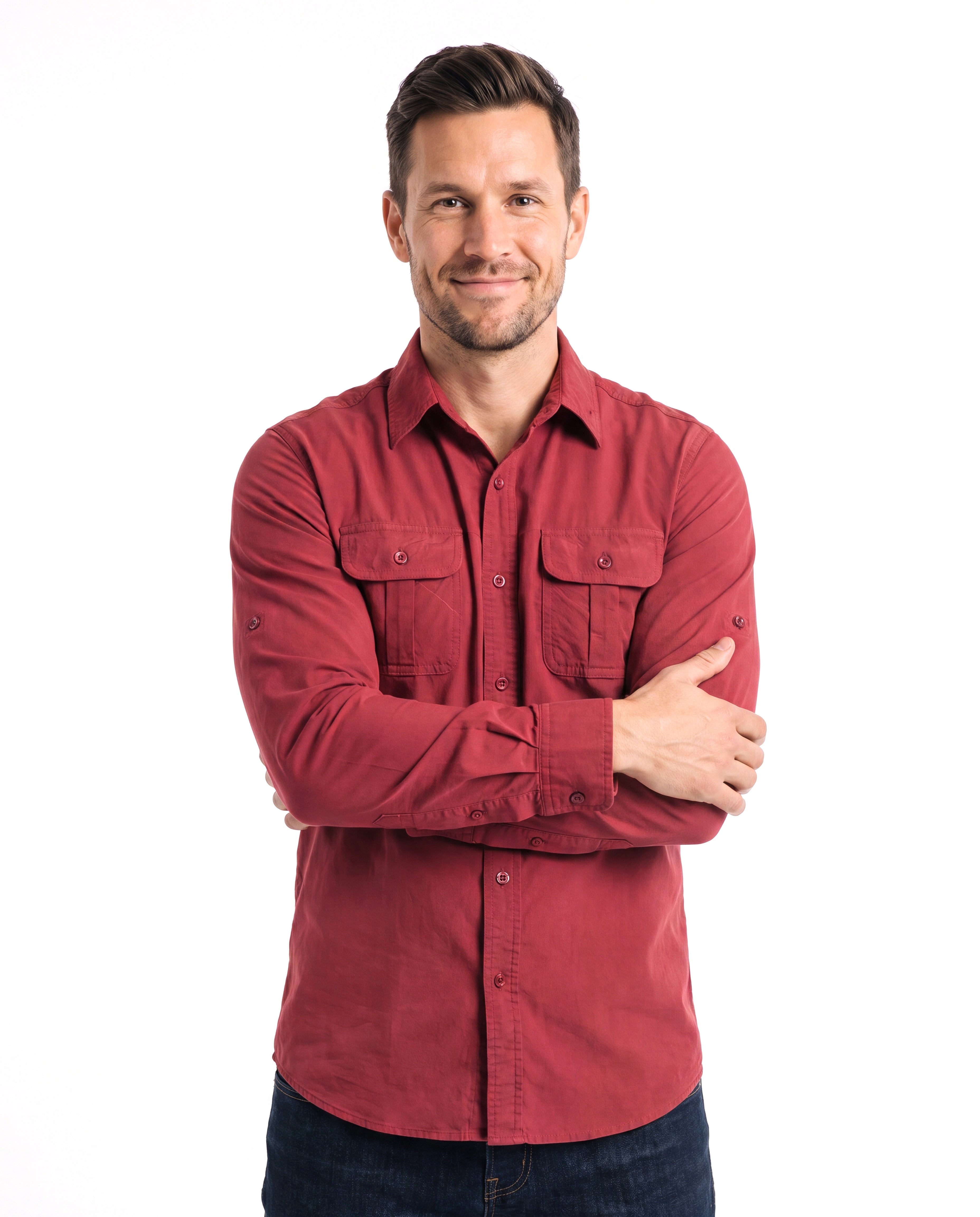 Katoenen overhemd met button-down kraag Heren