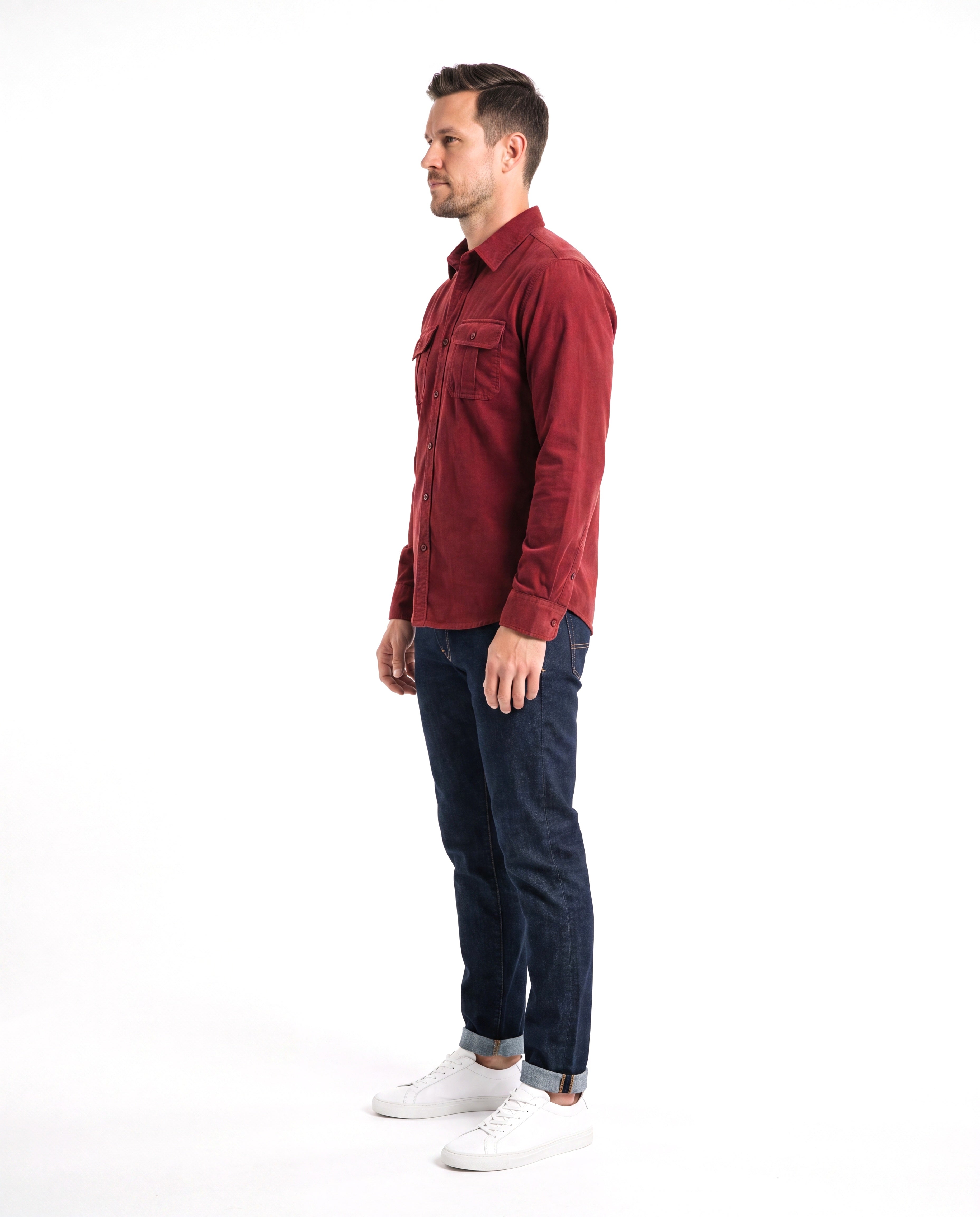 Katoenen overhemd met button-down kraag Heren