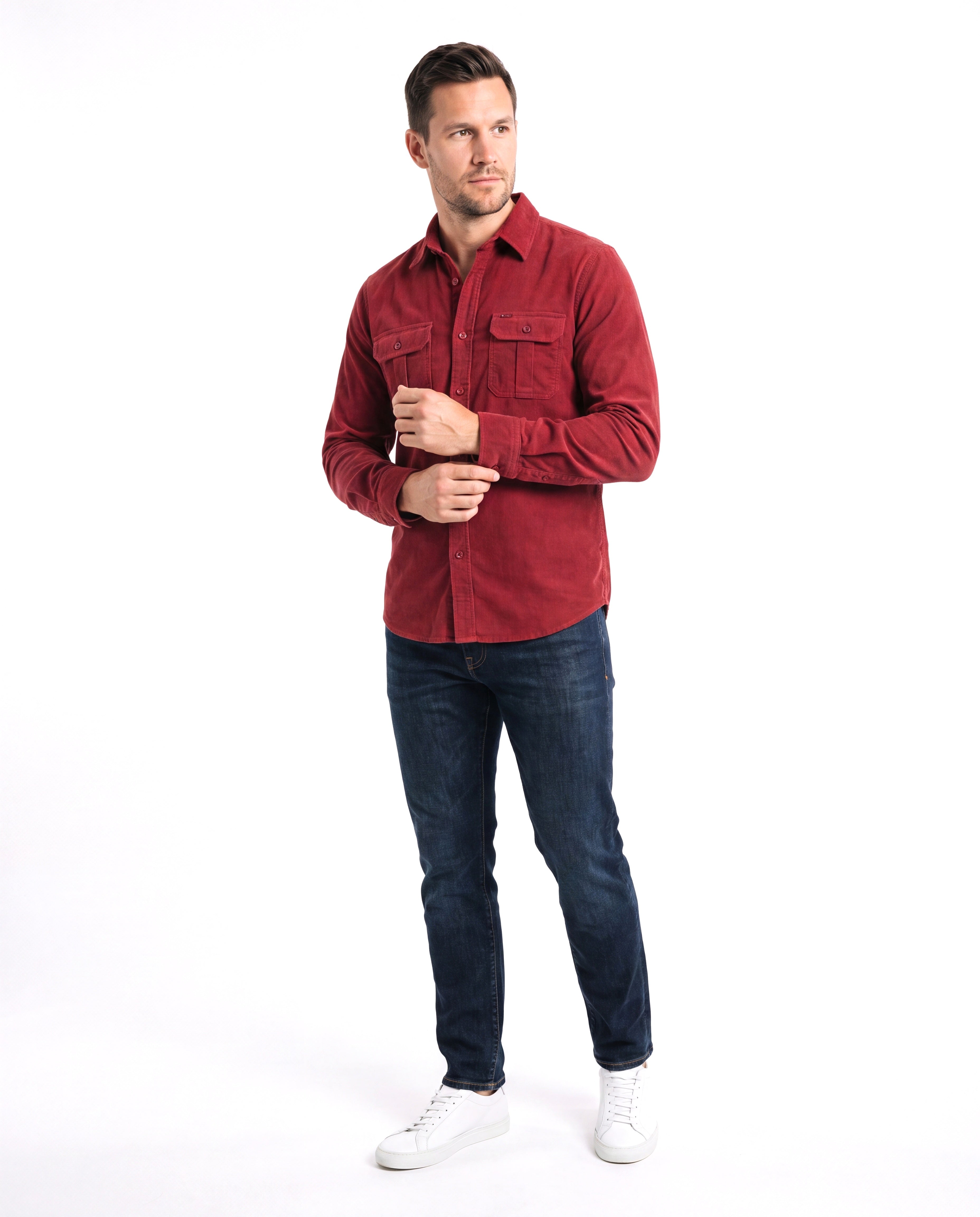 Katoenen overhemd met button-down kraag Heren