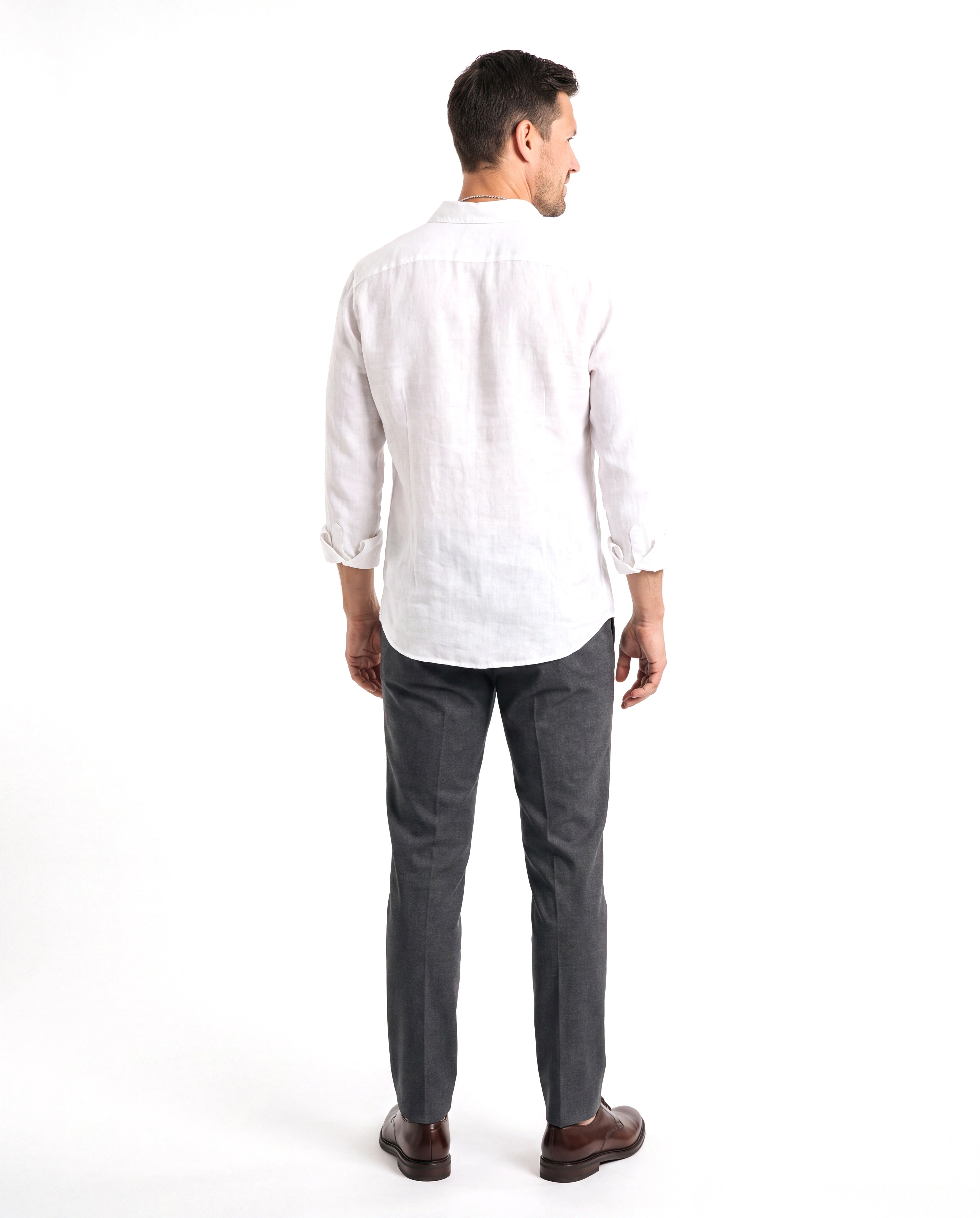 Twill overhemd met verstevigde boord Heren