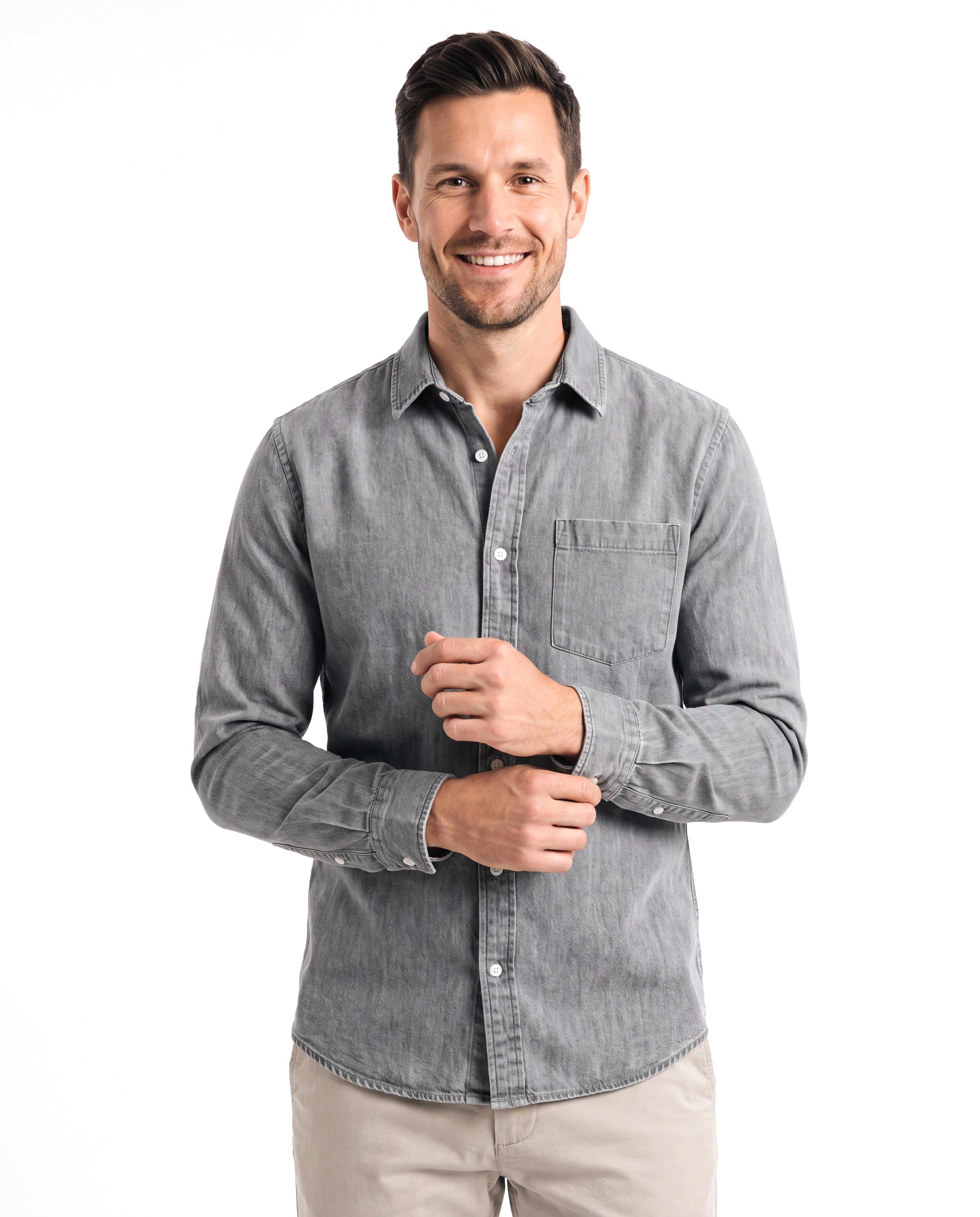 Denim overhemd met borstzakken Heren