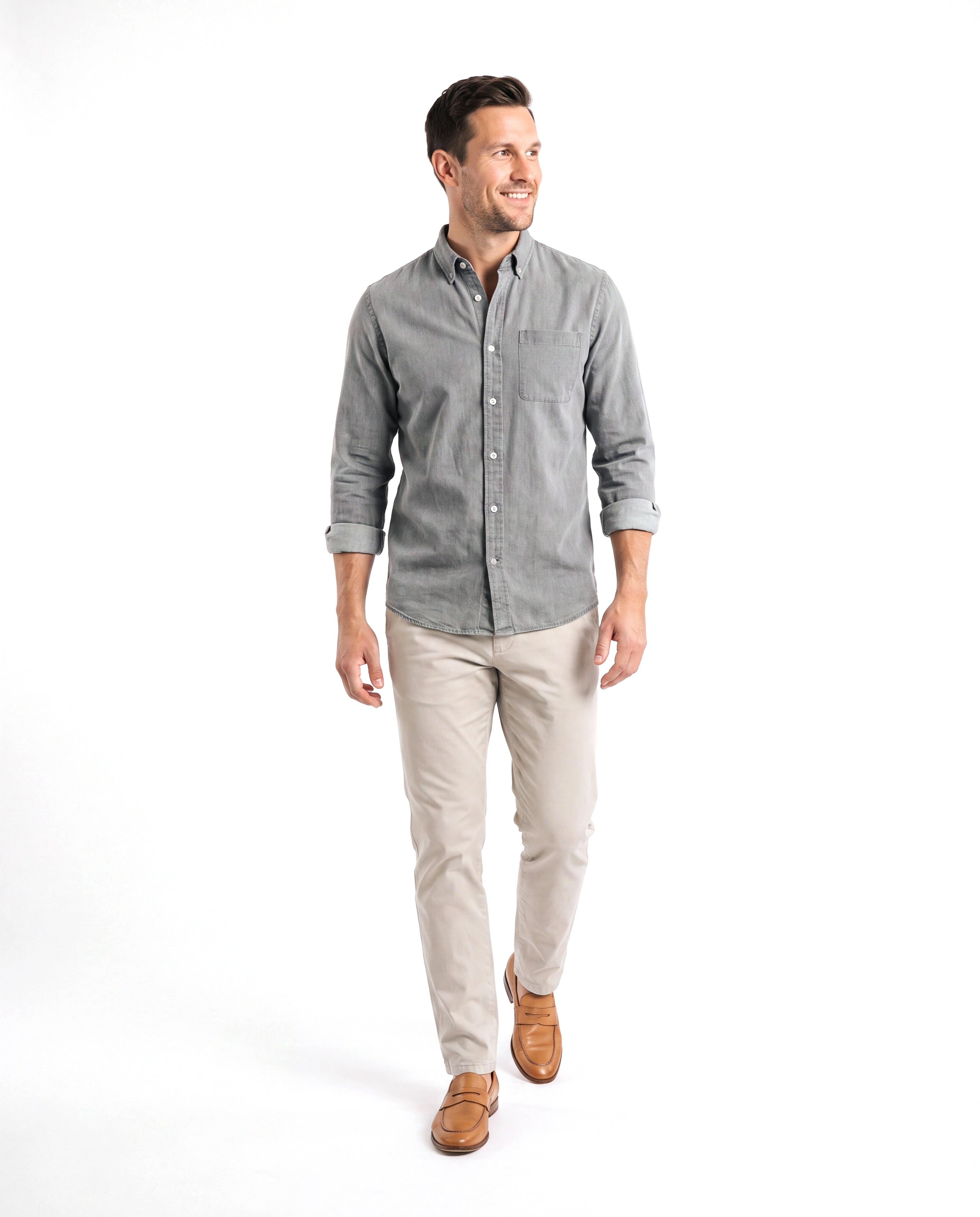 Denim overhemd met borstzakken Heren