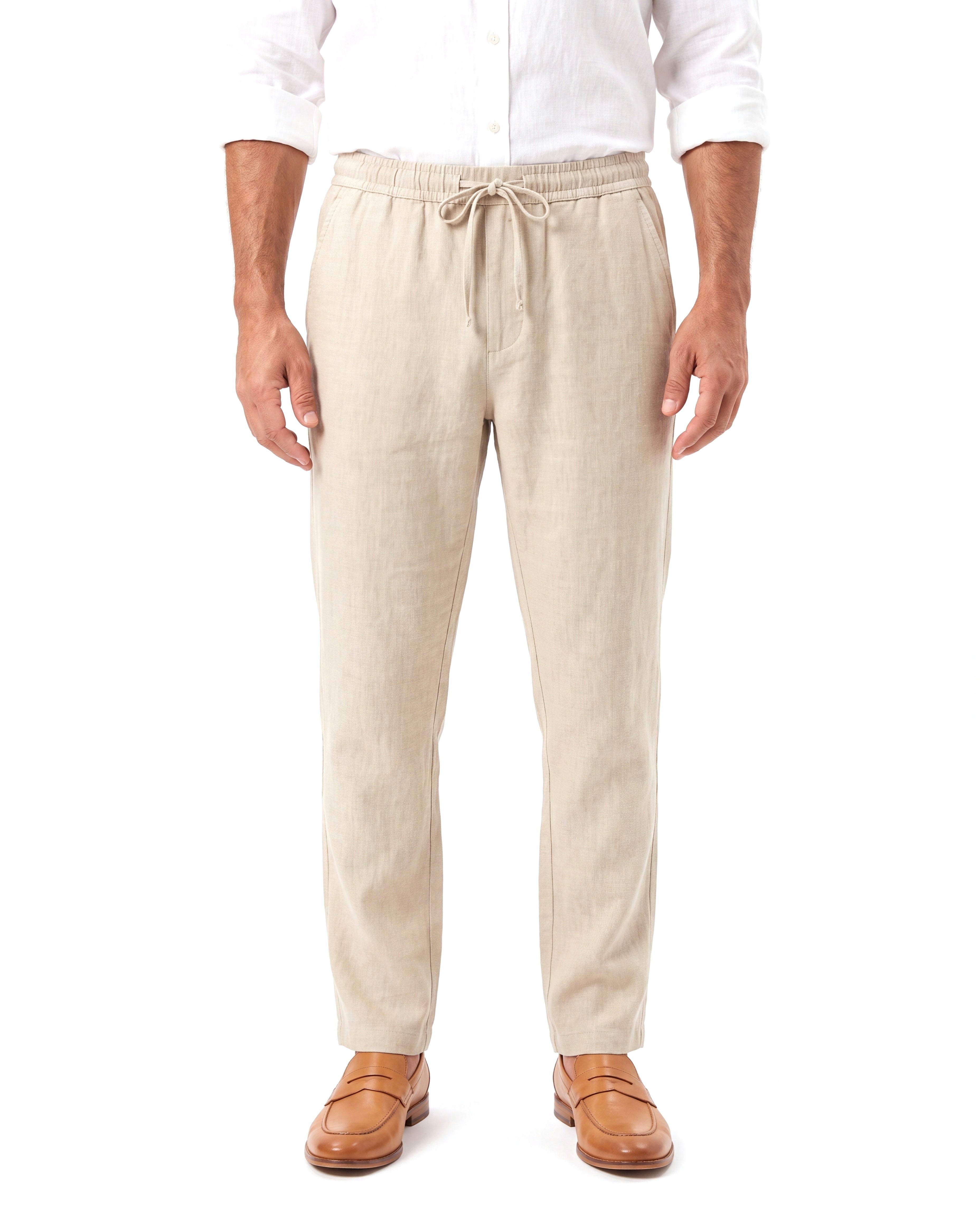 Linnen zomerbroek met elastische taille Heren