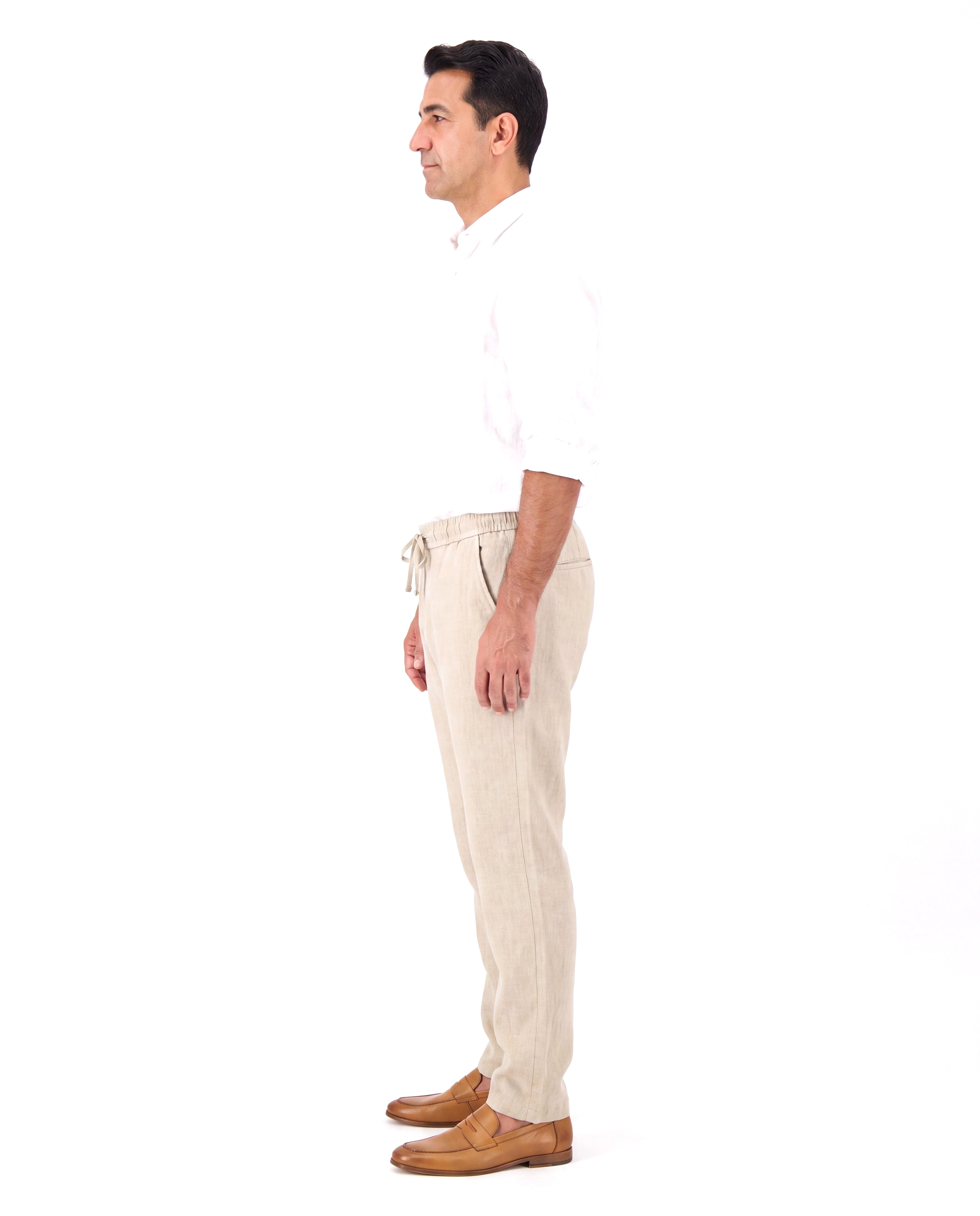Linnen zomerbroek met elastische taille Heren