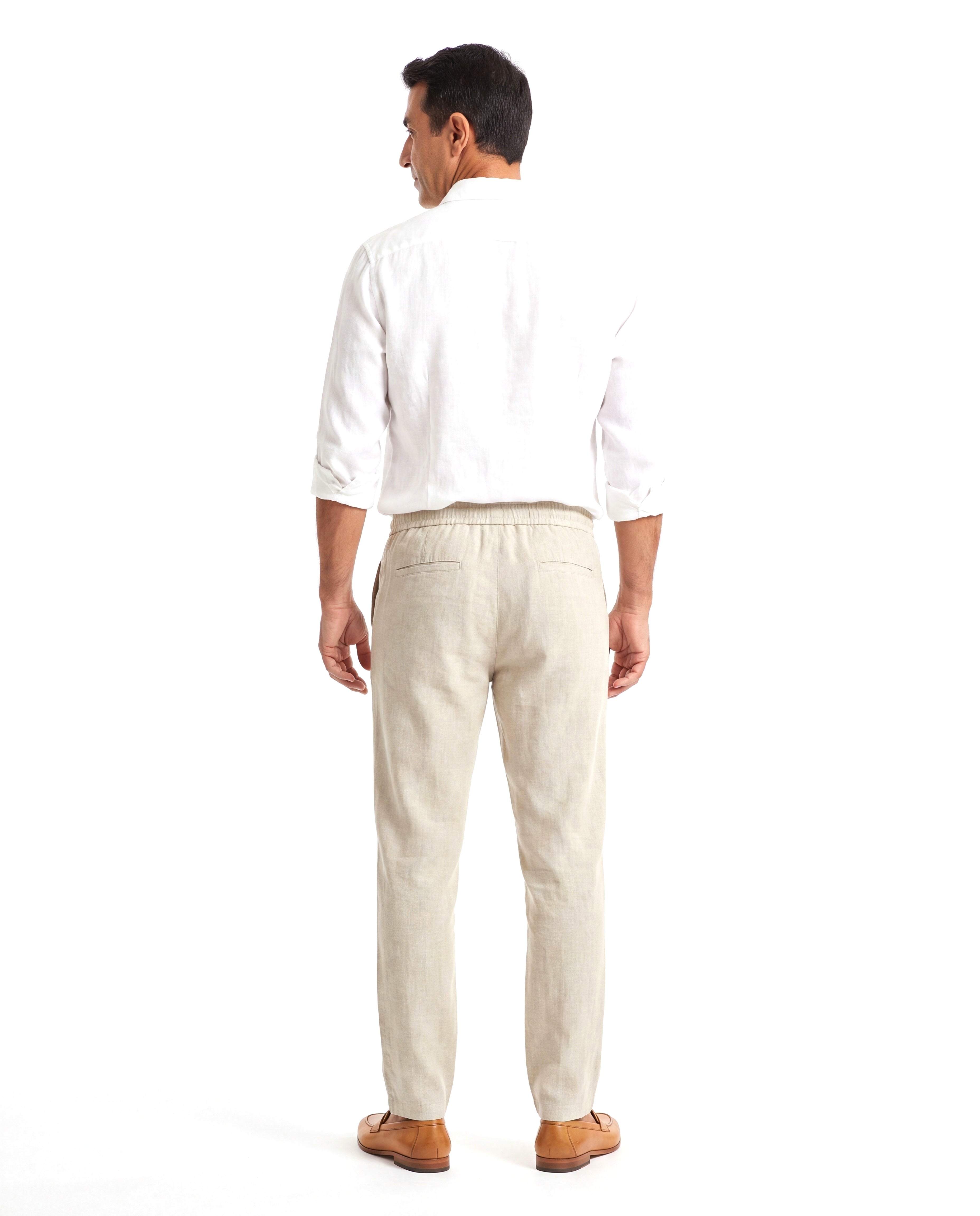 Linnen zomerbroek met elastische taille Heren