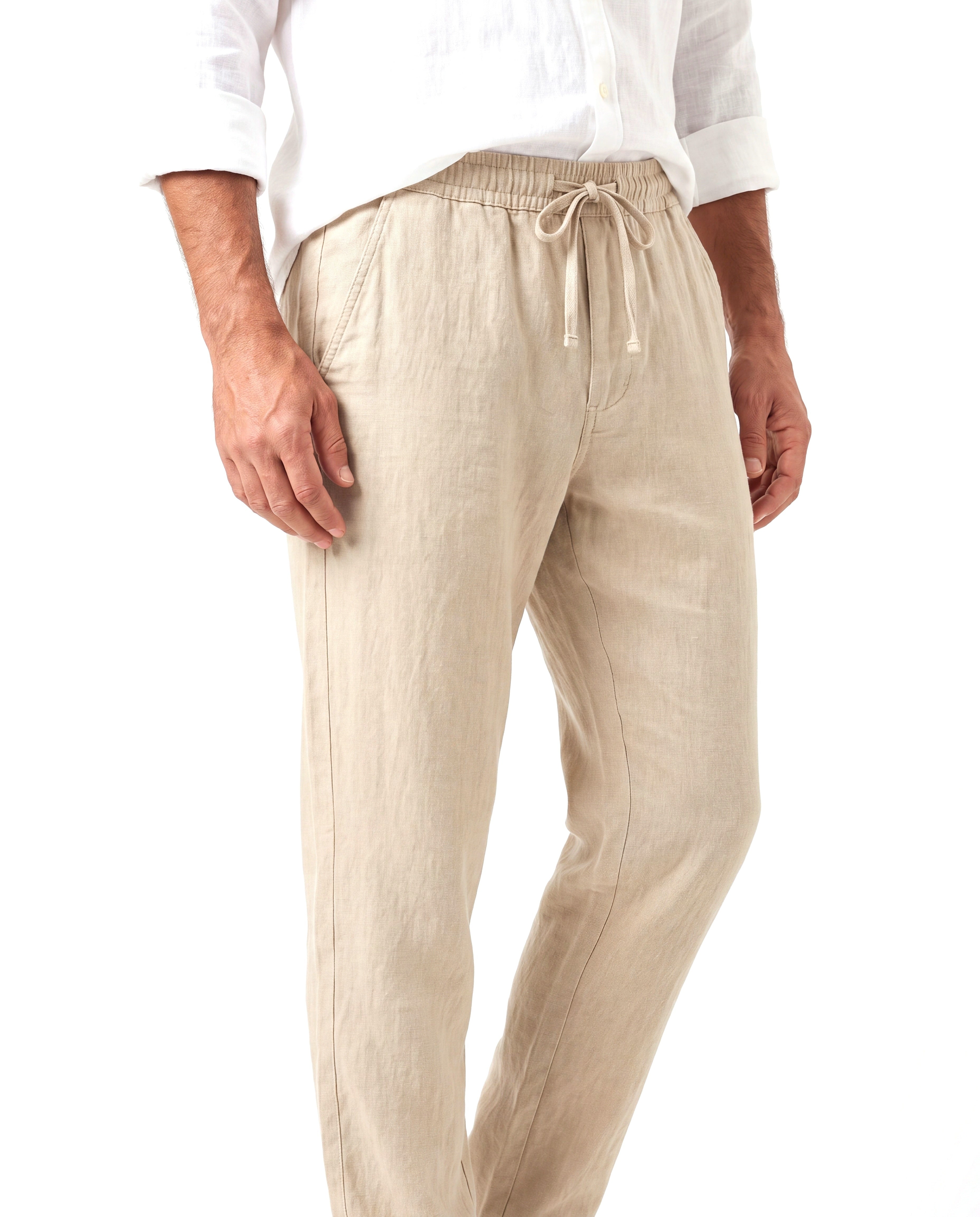 Linnen zomerbroek met elastische taille Heren