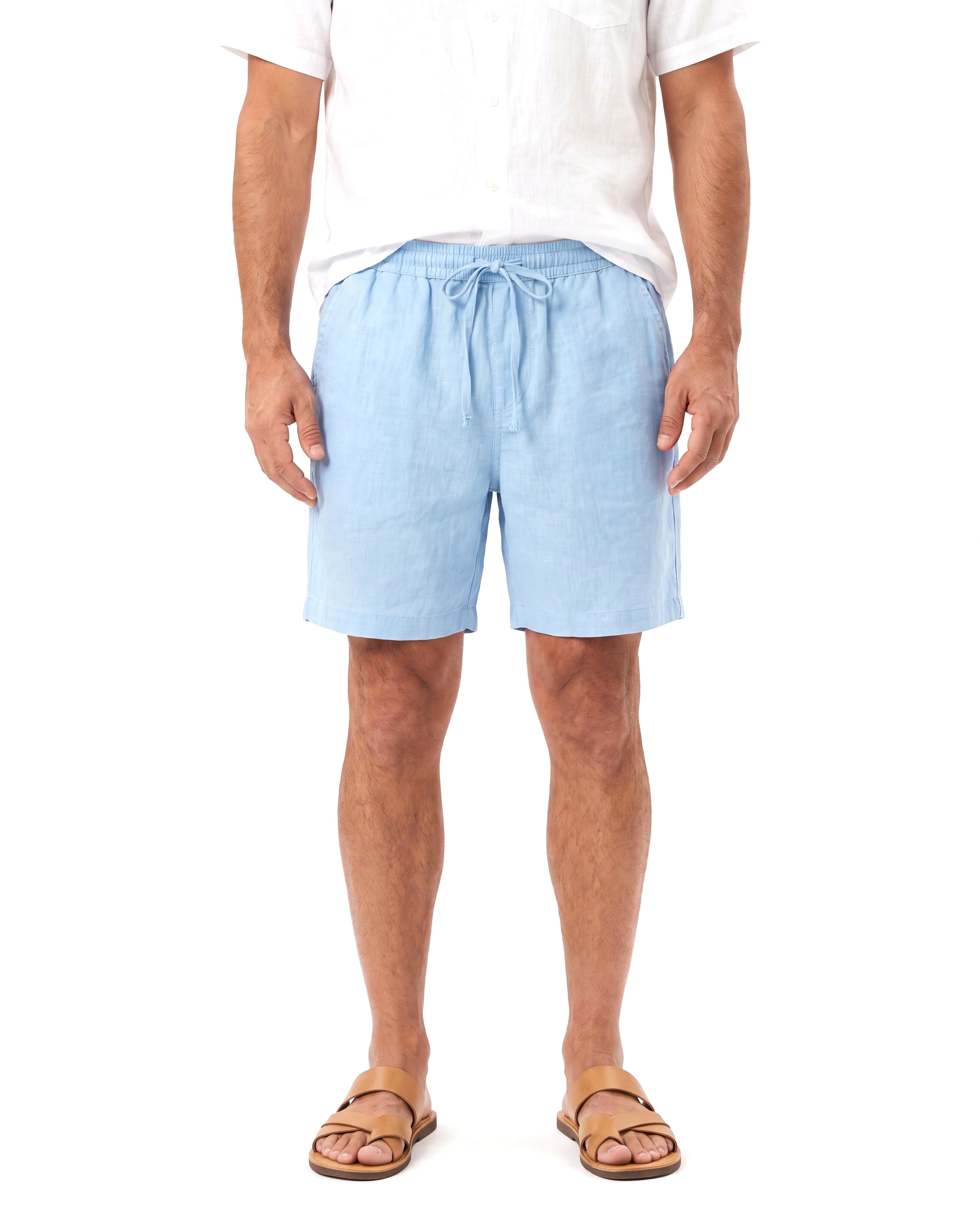 Linnen short met trekkoordtaille Heren