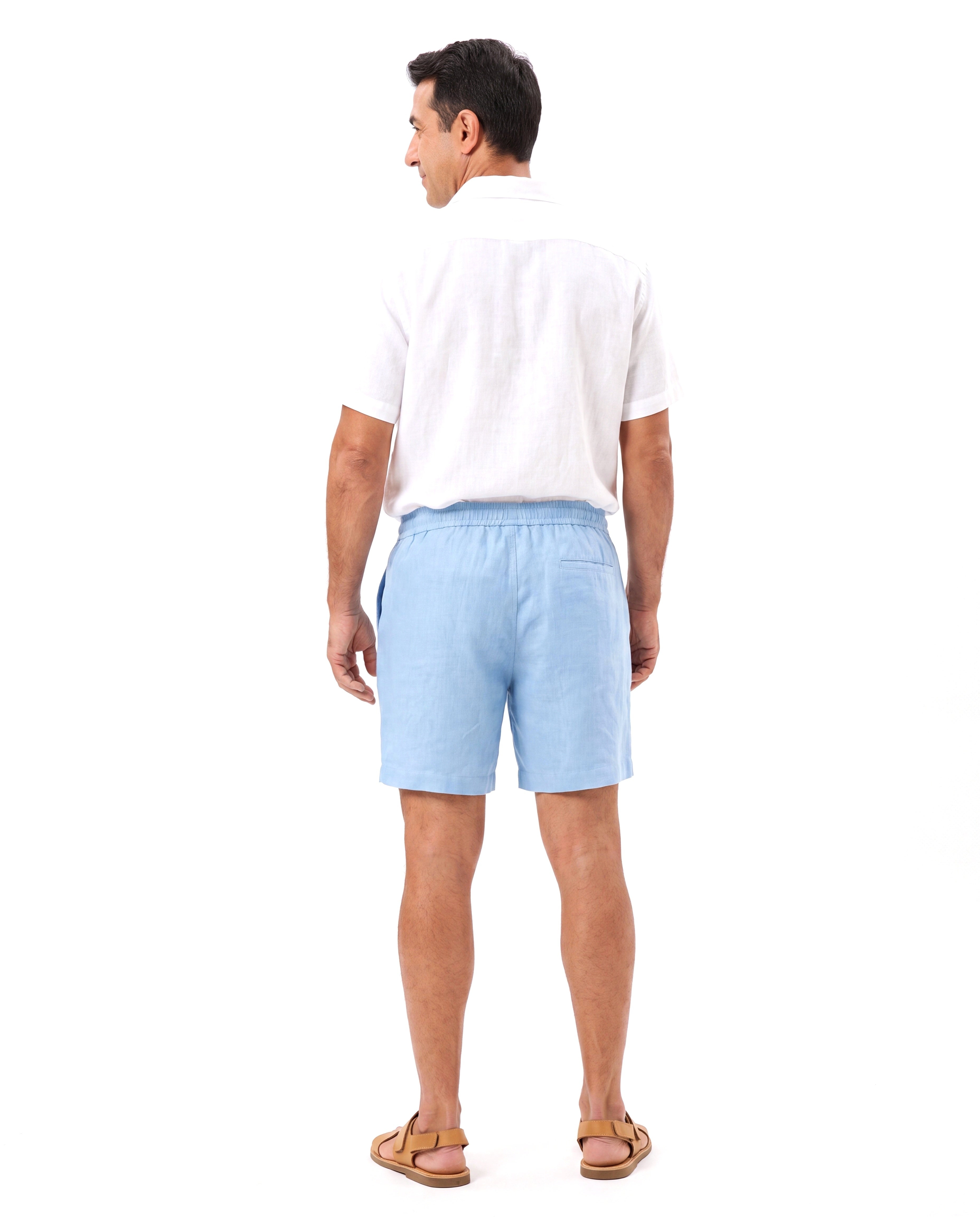 Linnen short met trekkoordtaille Heren