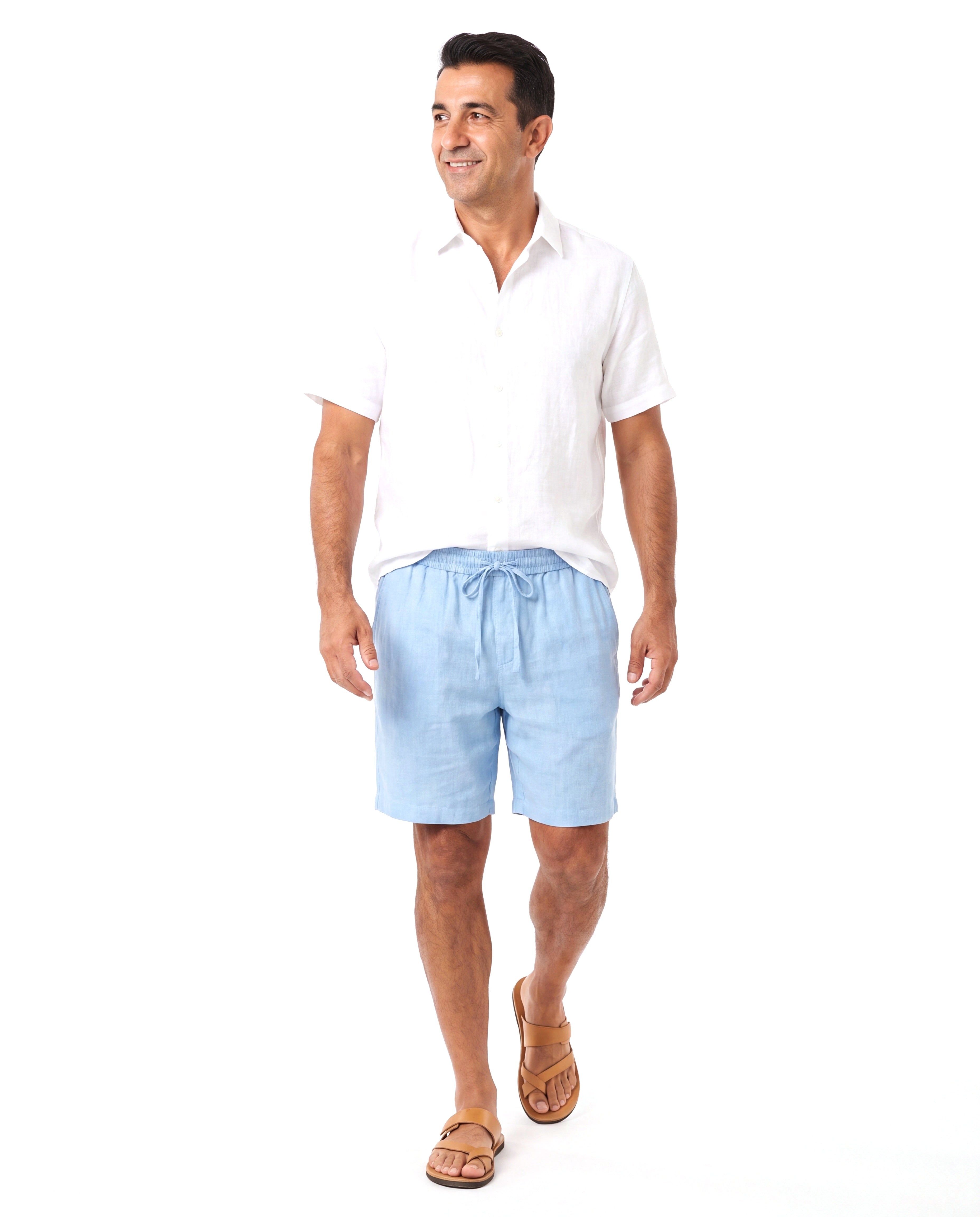 Linnen short met trekkoordtaille Heren