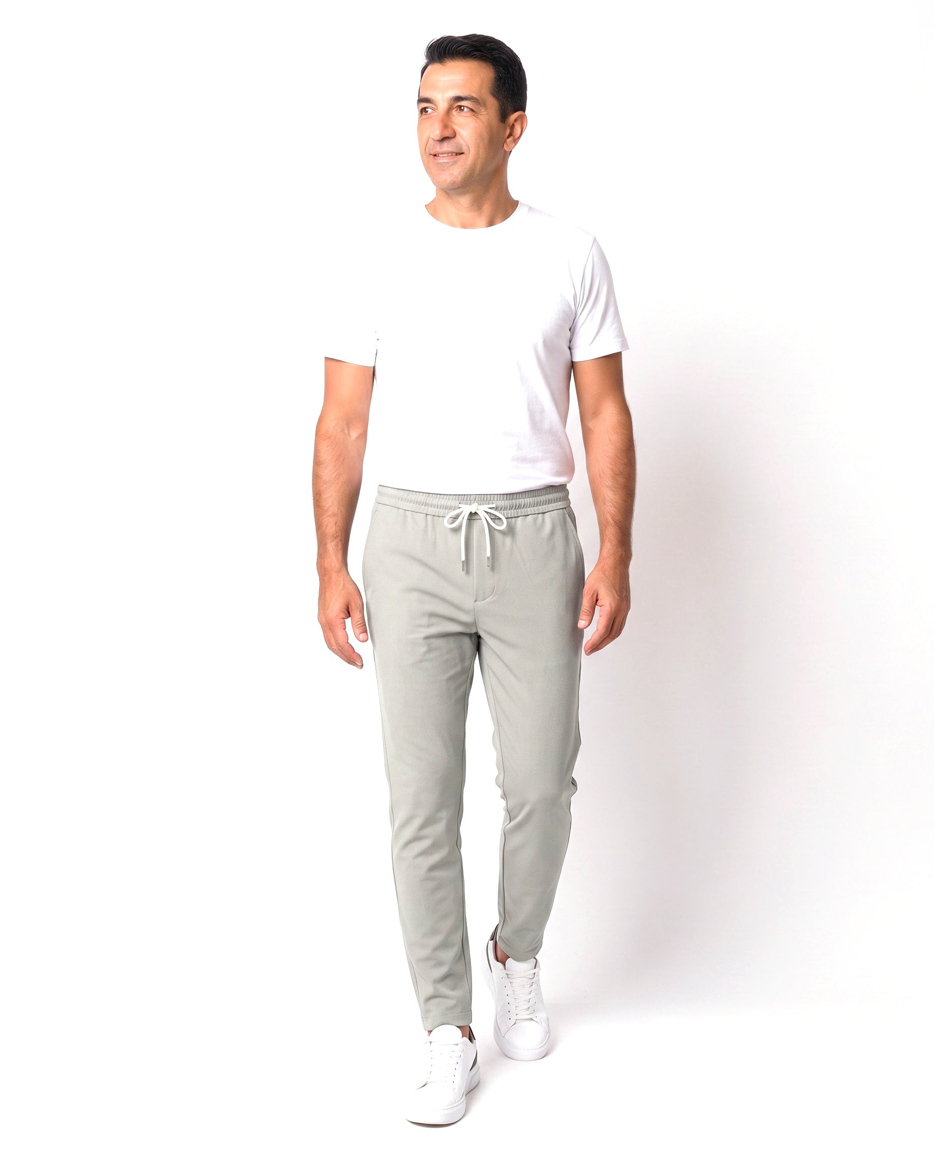 Katoenen chino met elastische taille Heren