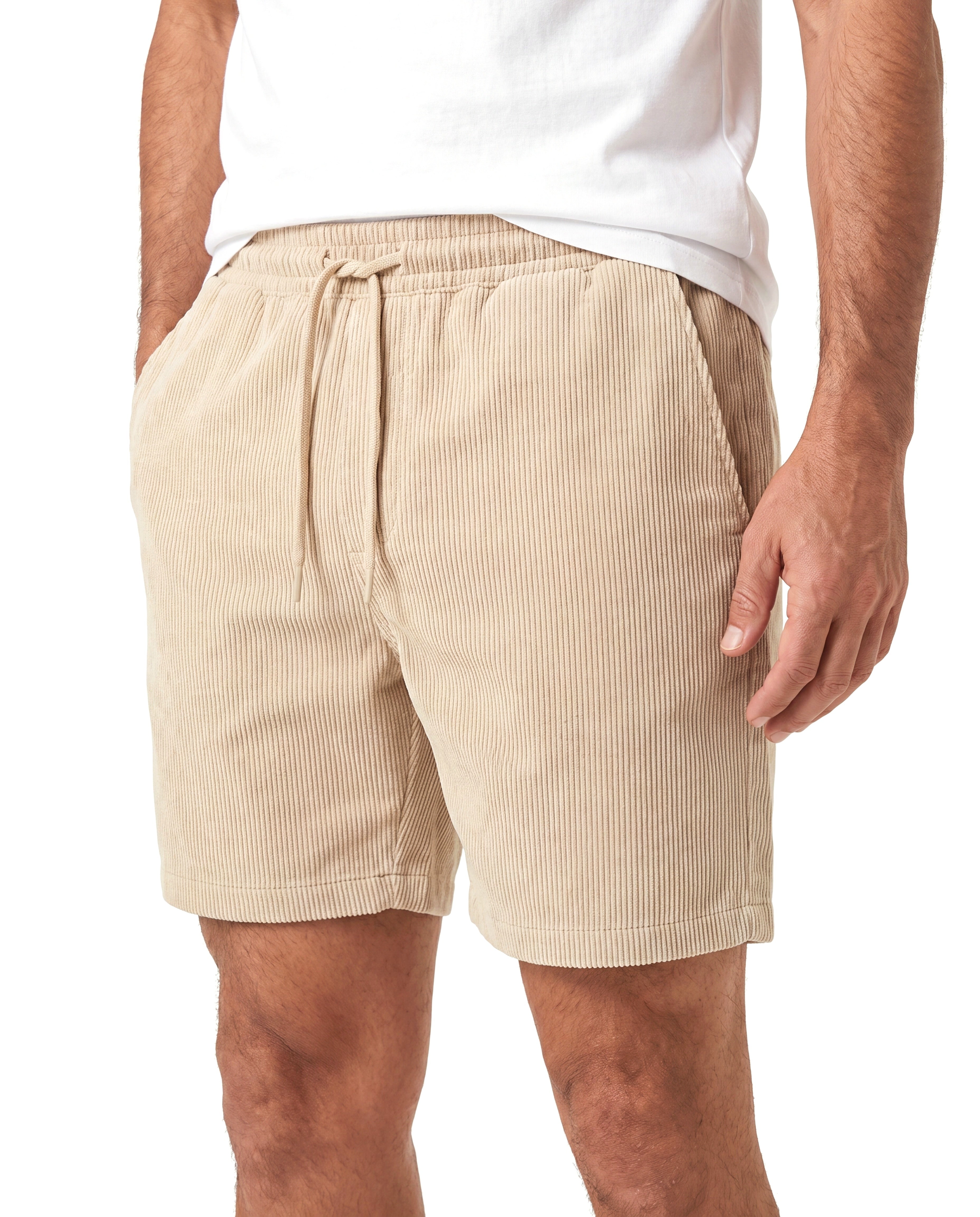Katoenen short met elastische tailleband Heren