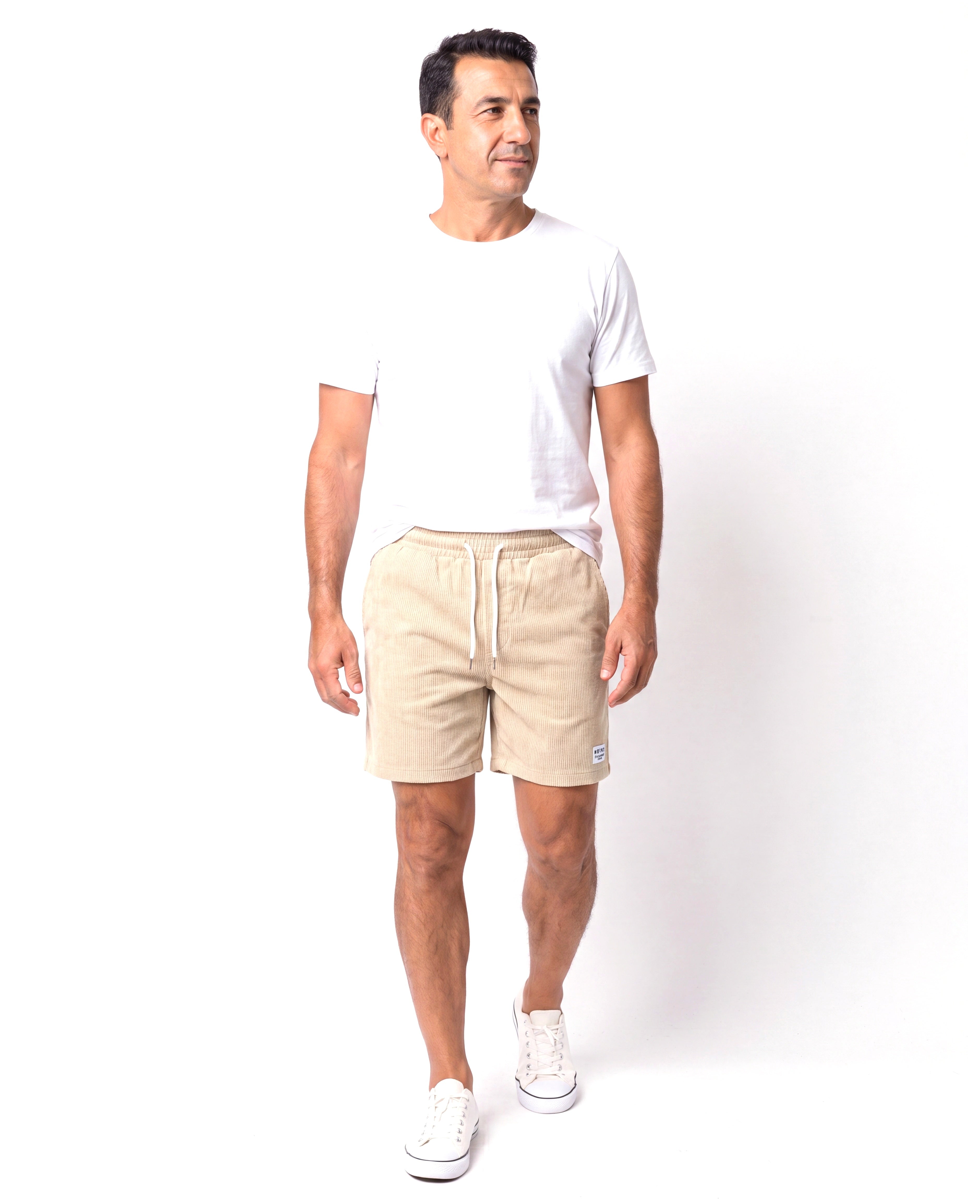 Katoenen short met elastische tailleband Heren