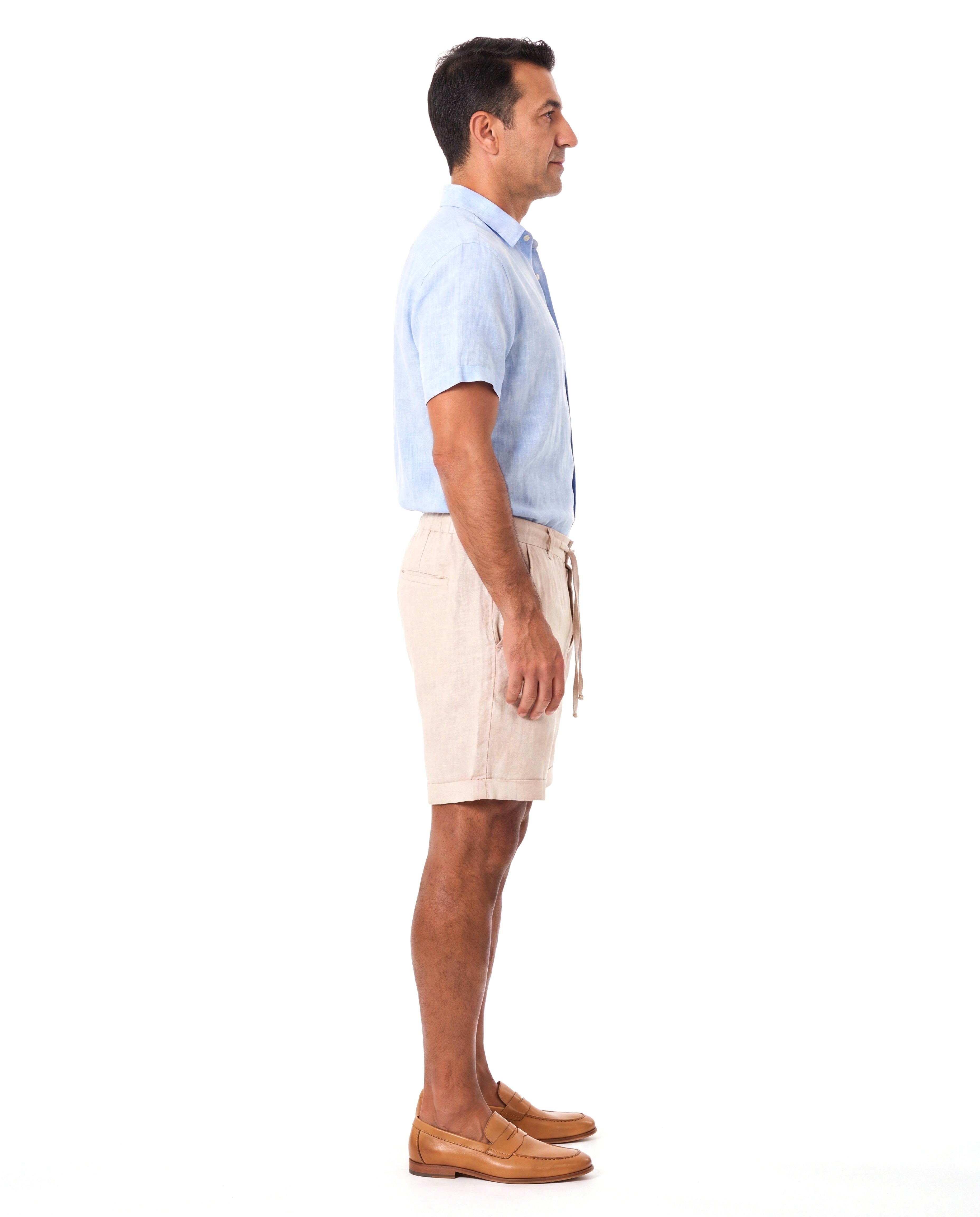 Linnen short met elastische taille Heren