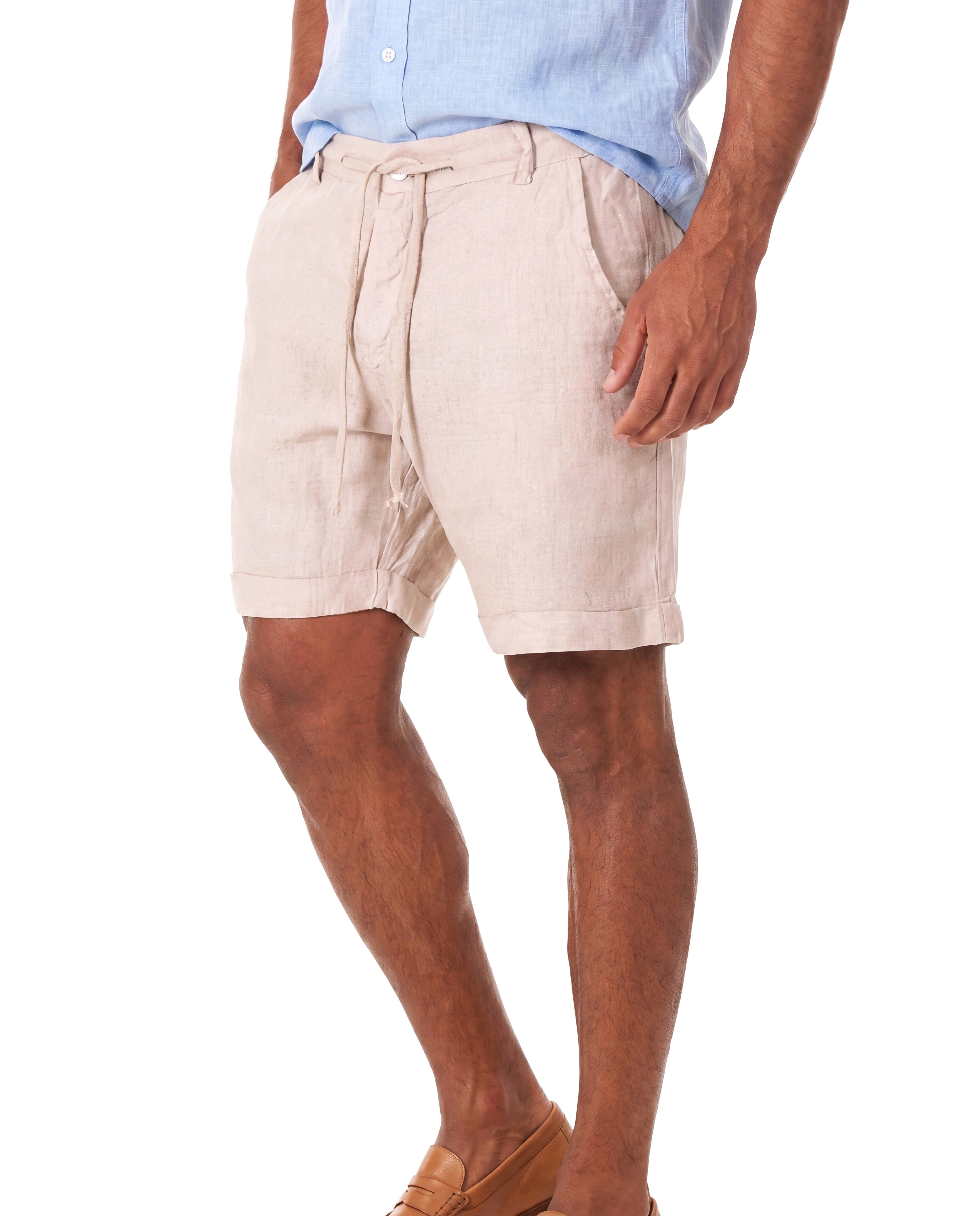 Linnen short met elastische taille Heren