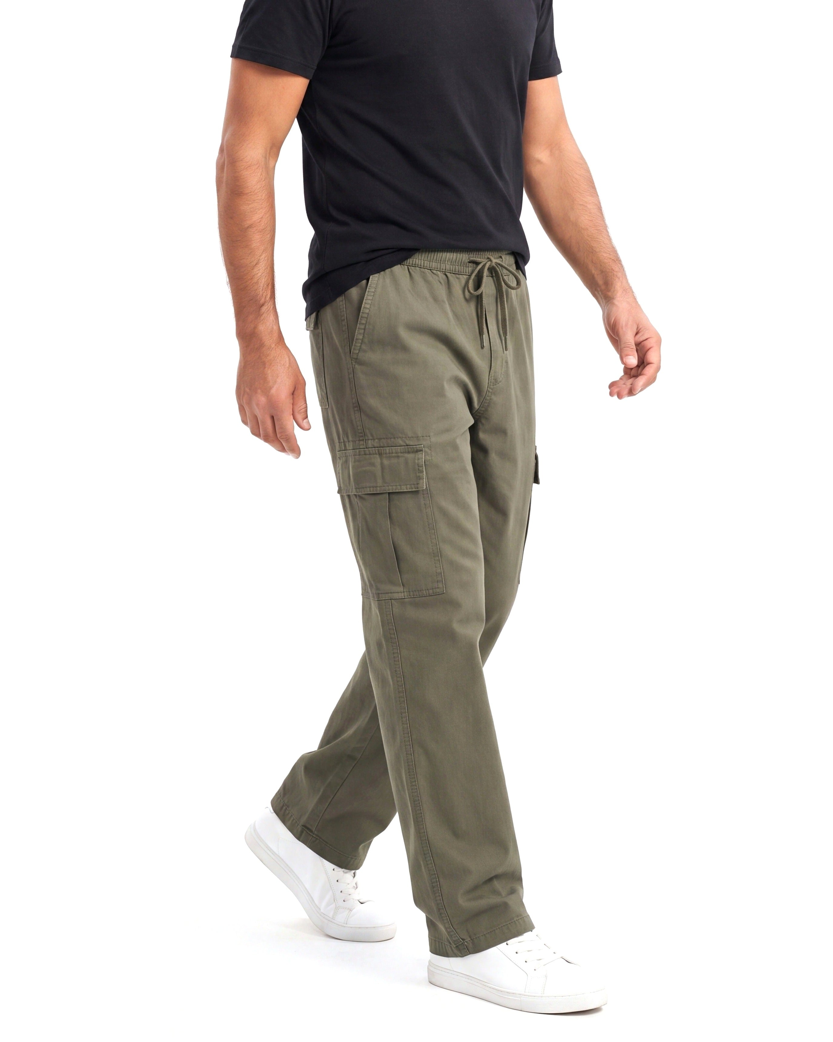 Katoenen cargobroek met elastische taille Heren