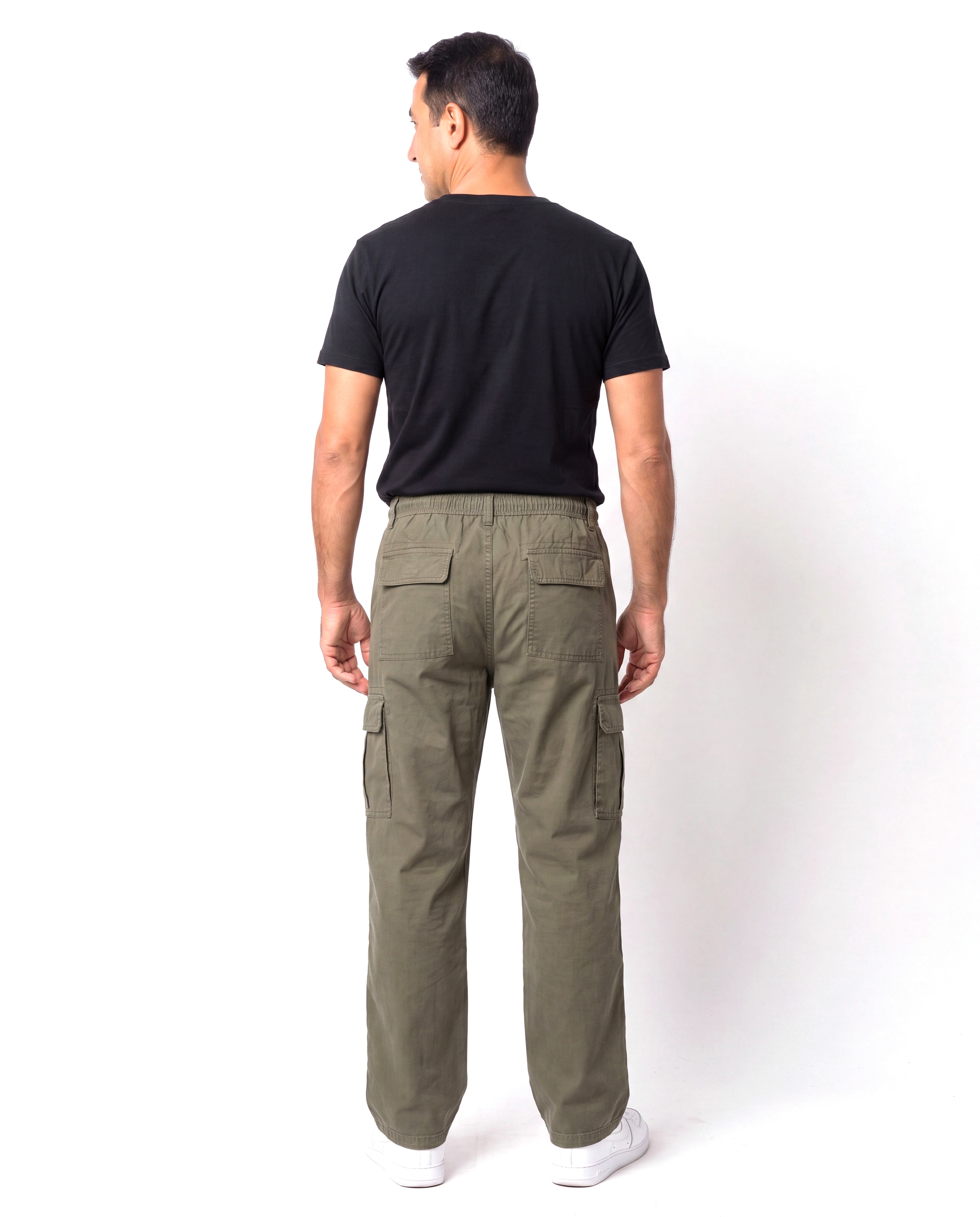 Katoenen cargobroek met elastische taille Heren