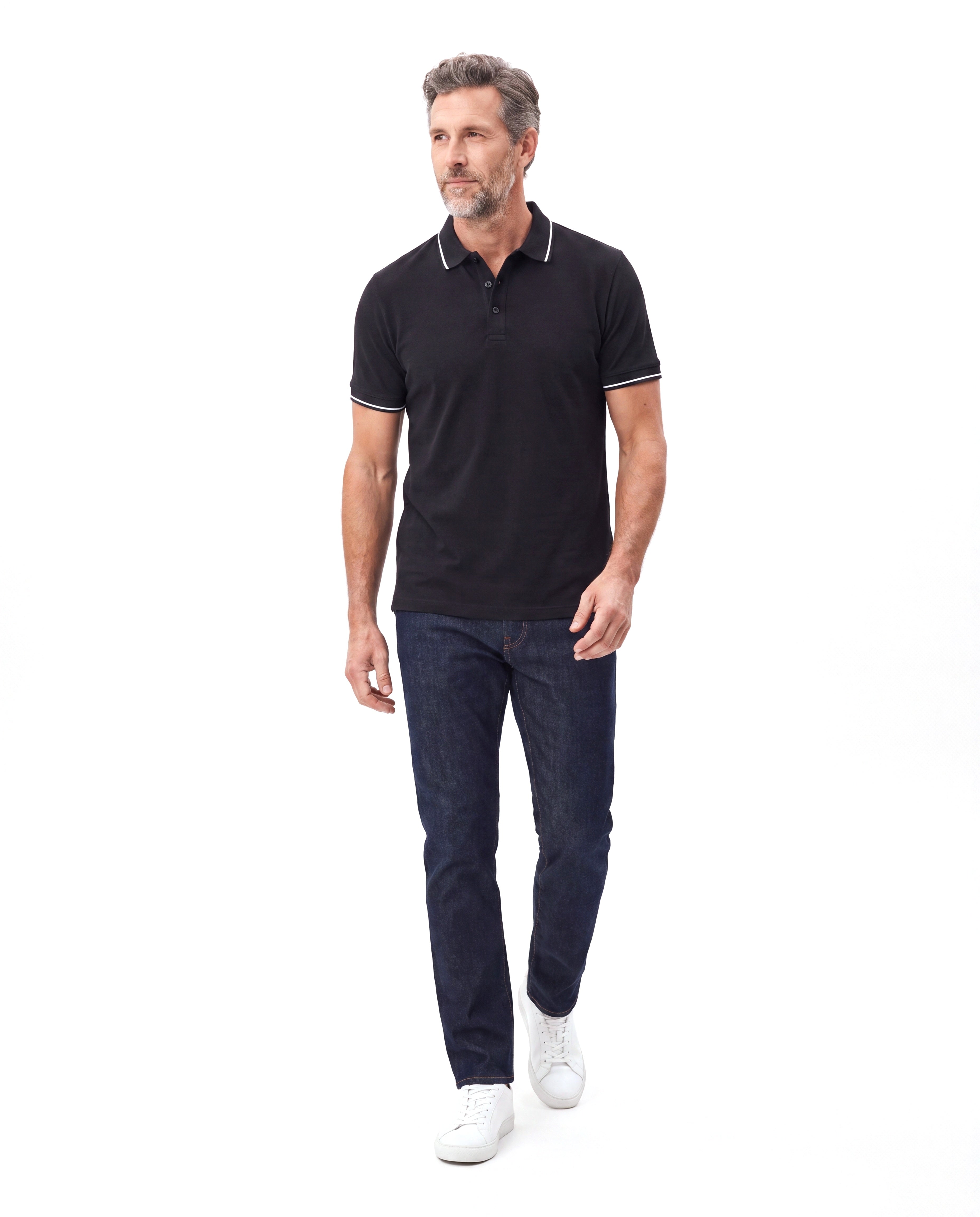 Katoenen polo met contrastbies Heren