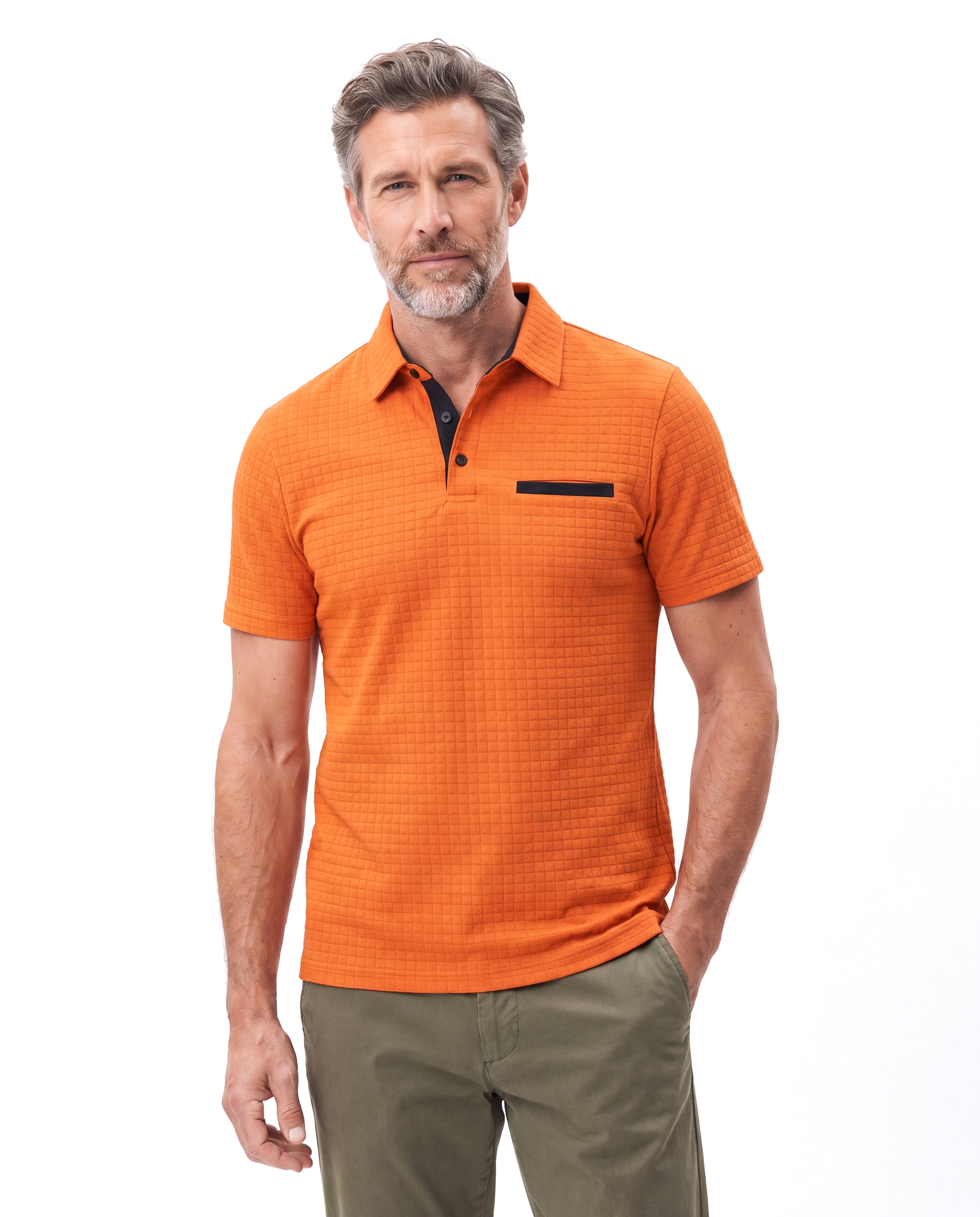Piqué polo met platte kraagafwerking Heren