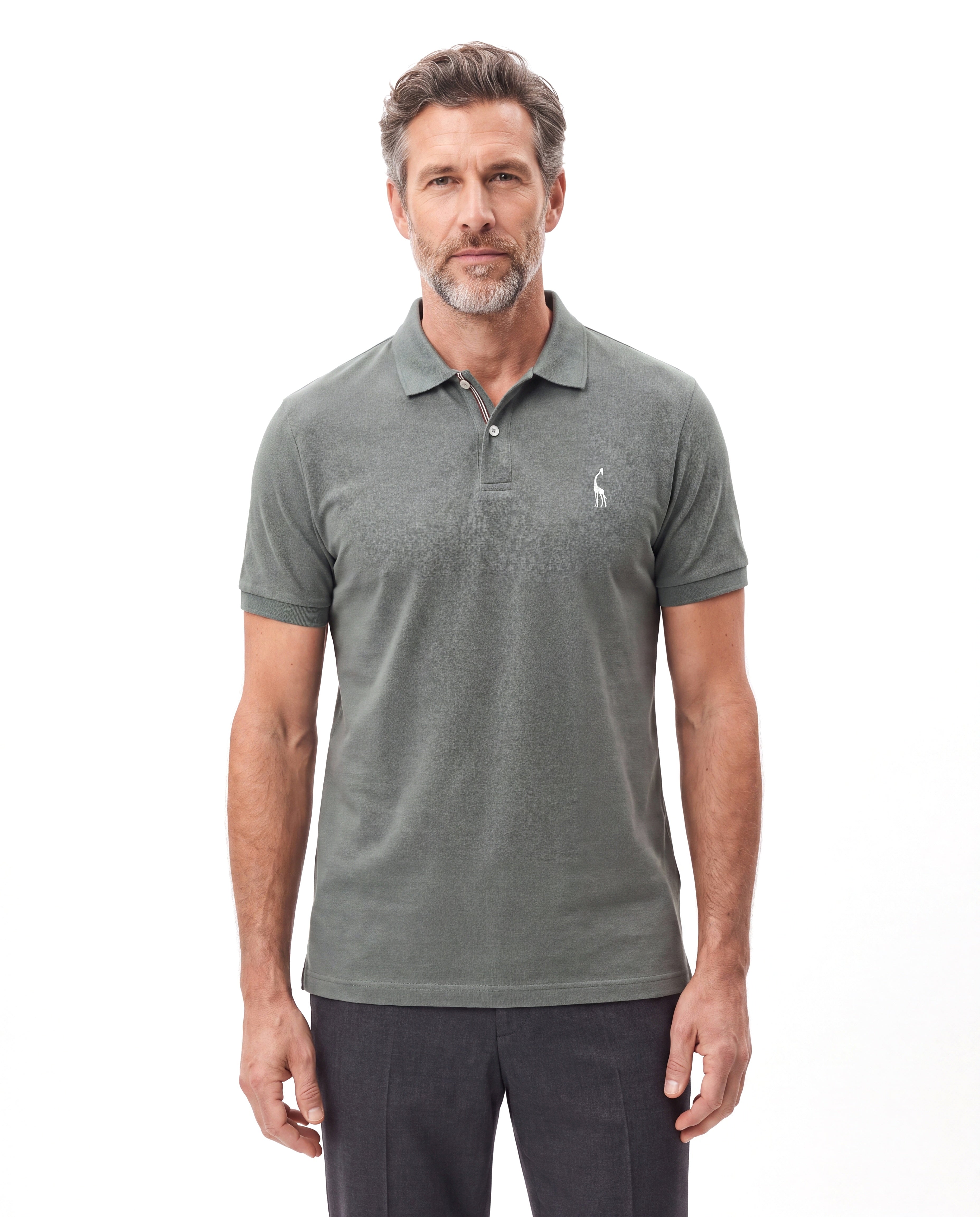 Piqué polo met contrastbies Heren