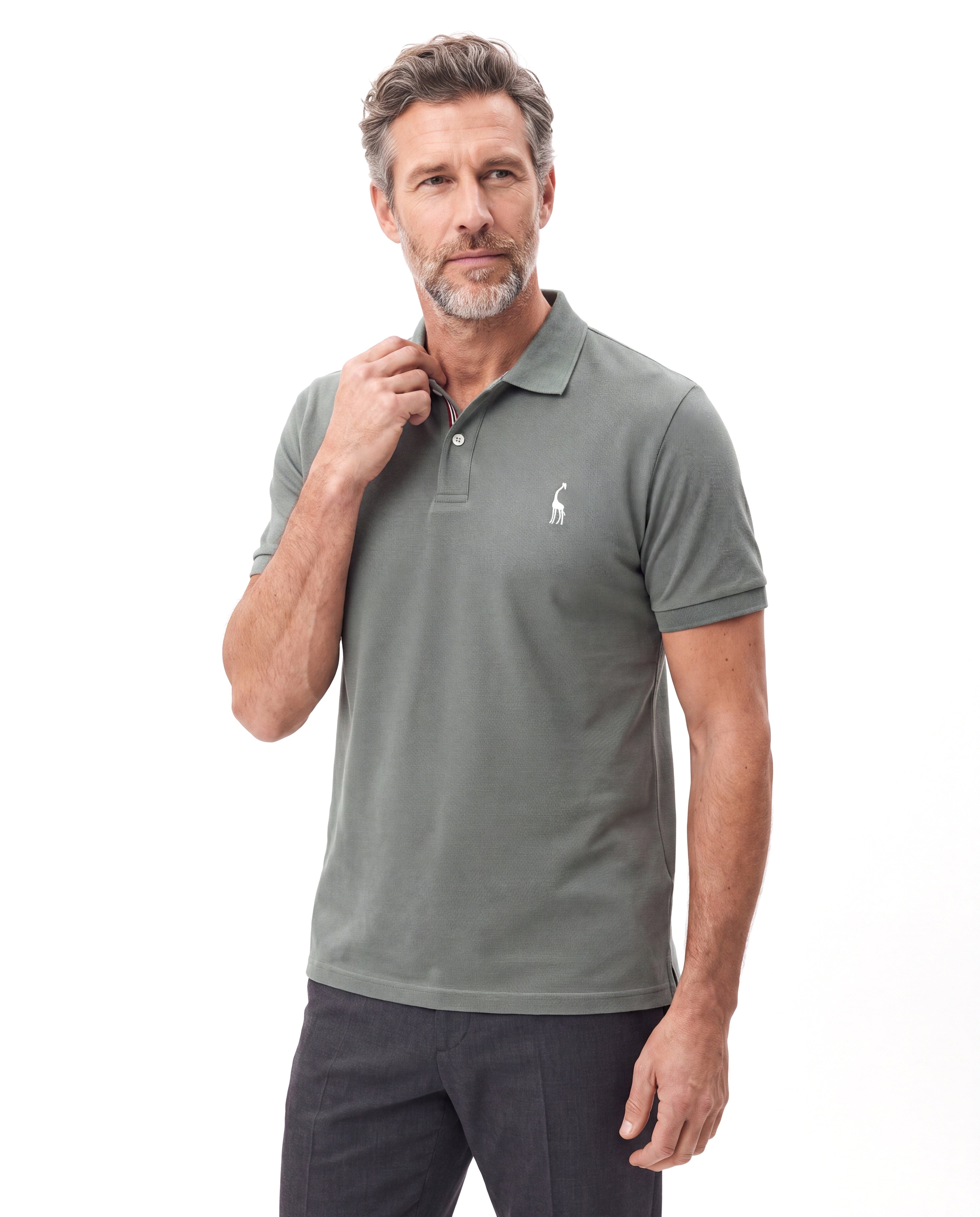 Piqué polo met contrastbies Heren