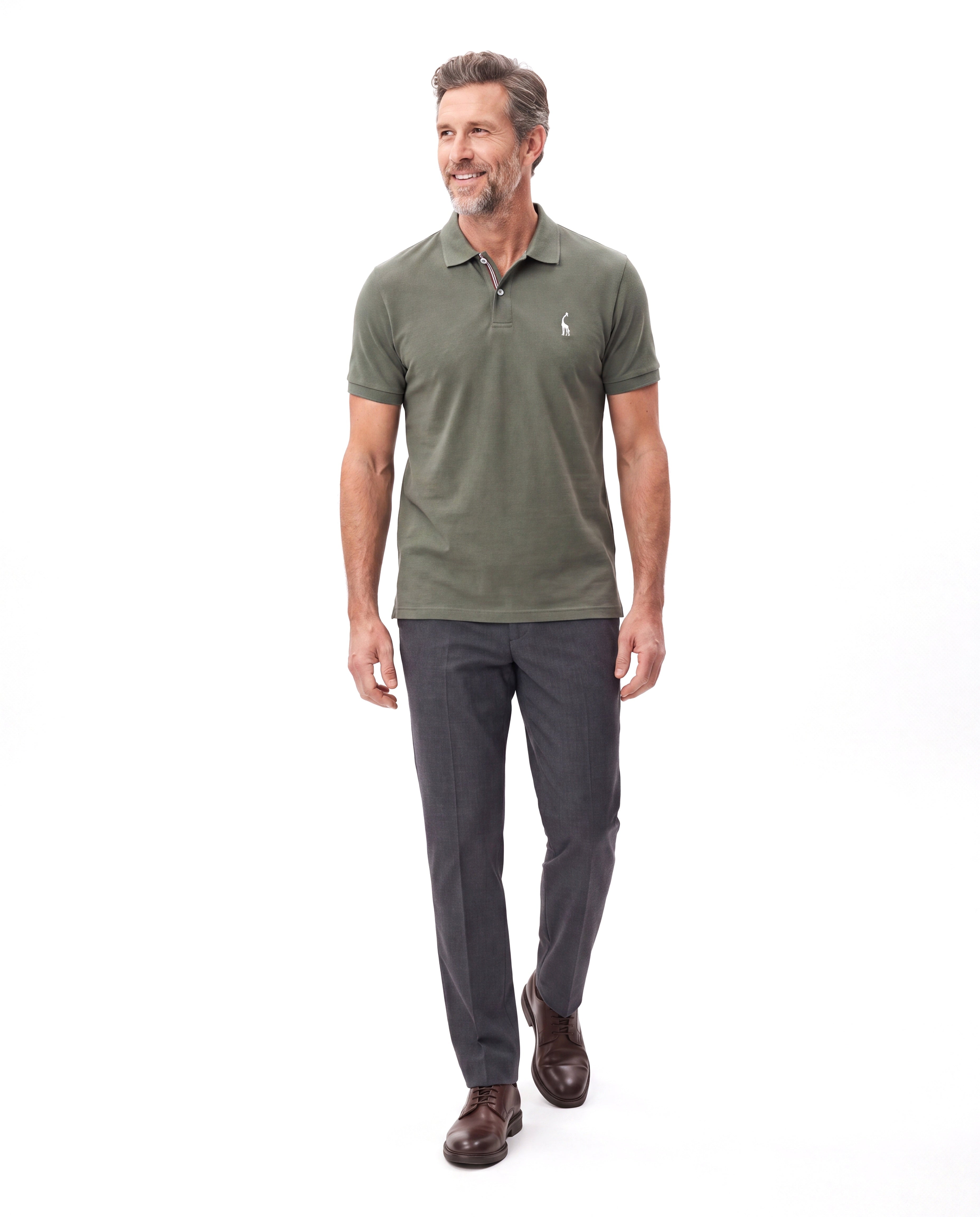 Piqué polo met contrastbies Heren