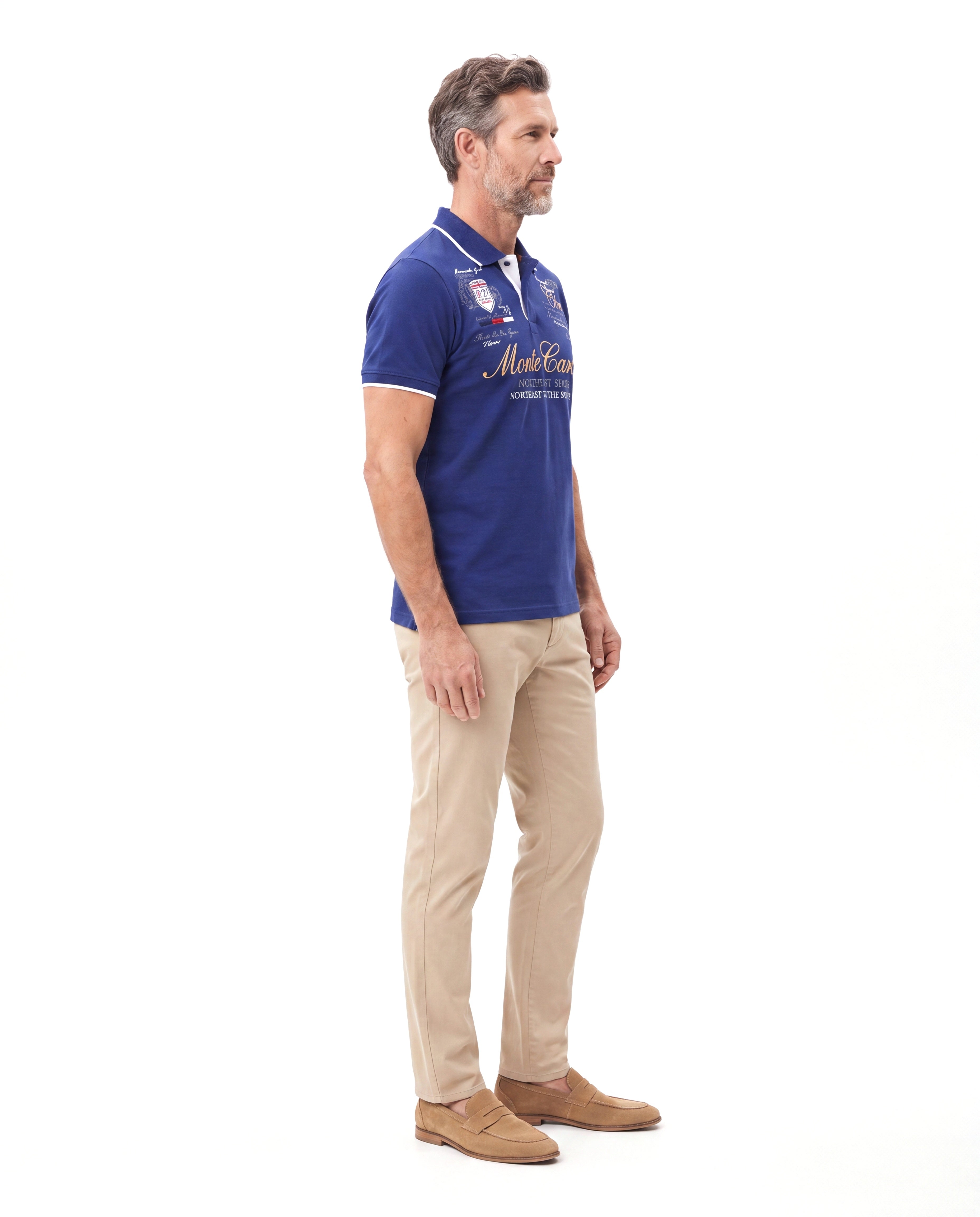 Katoenen polo met printdetail Heren