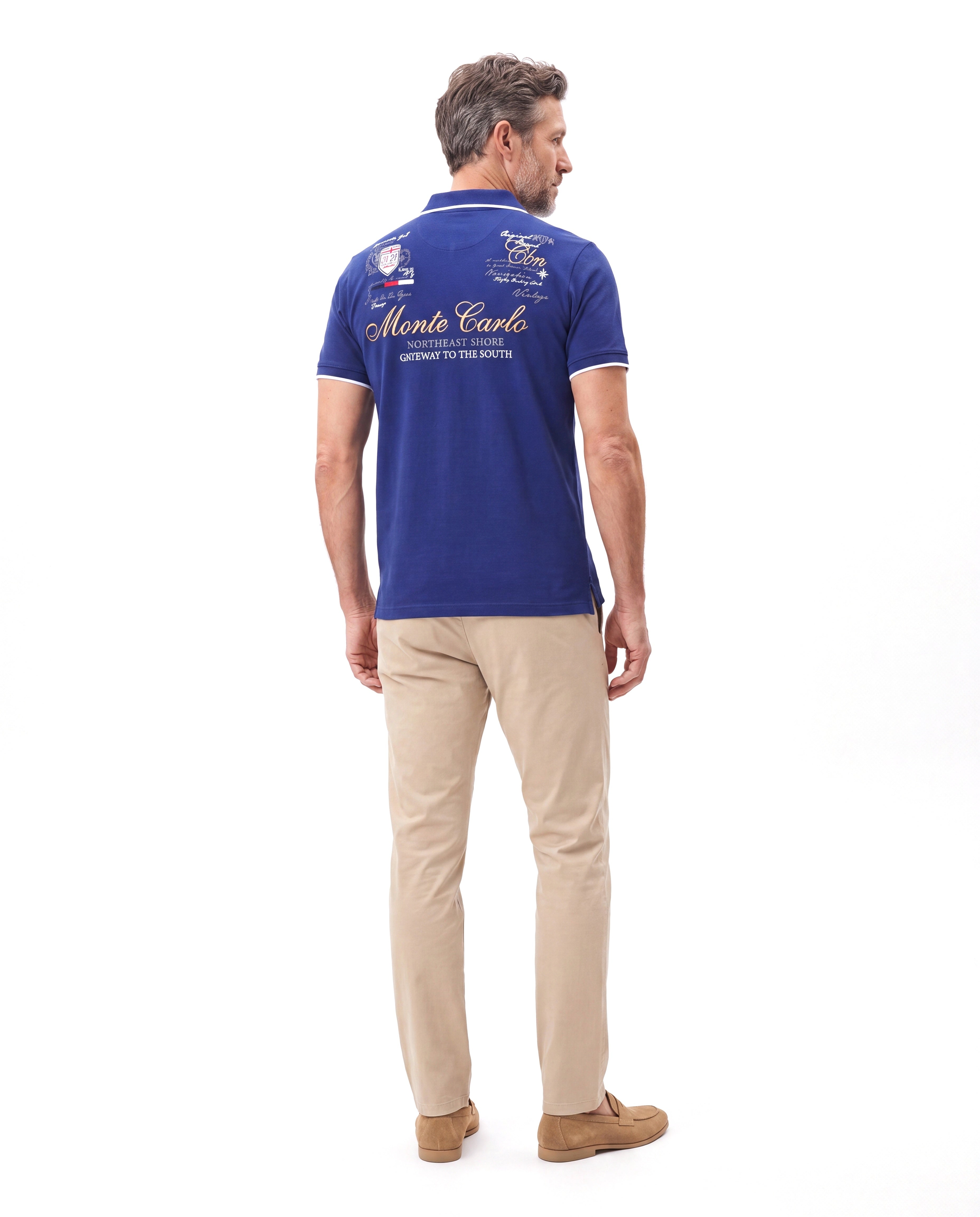 Katoenen polo met printdetail Heren