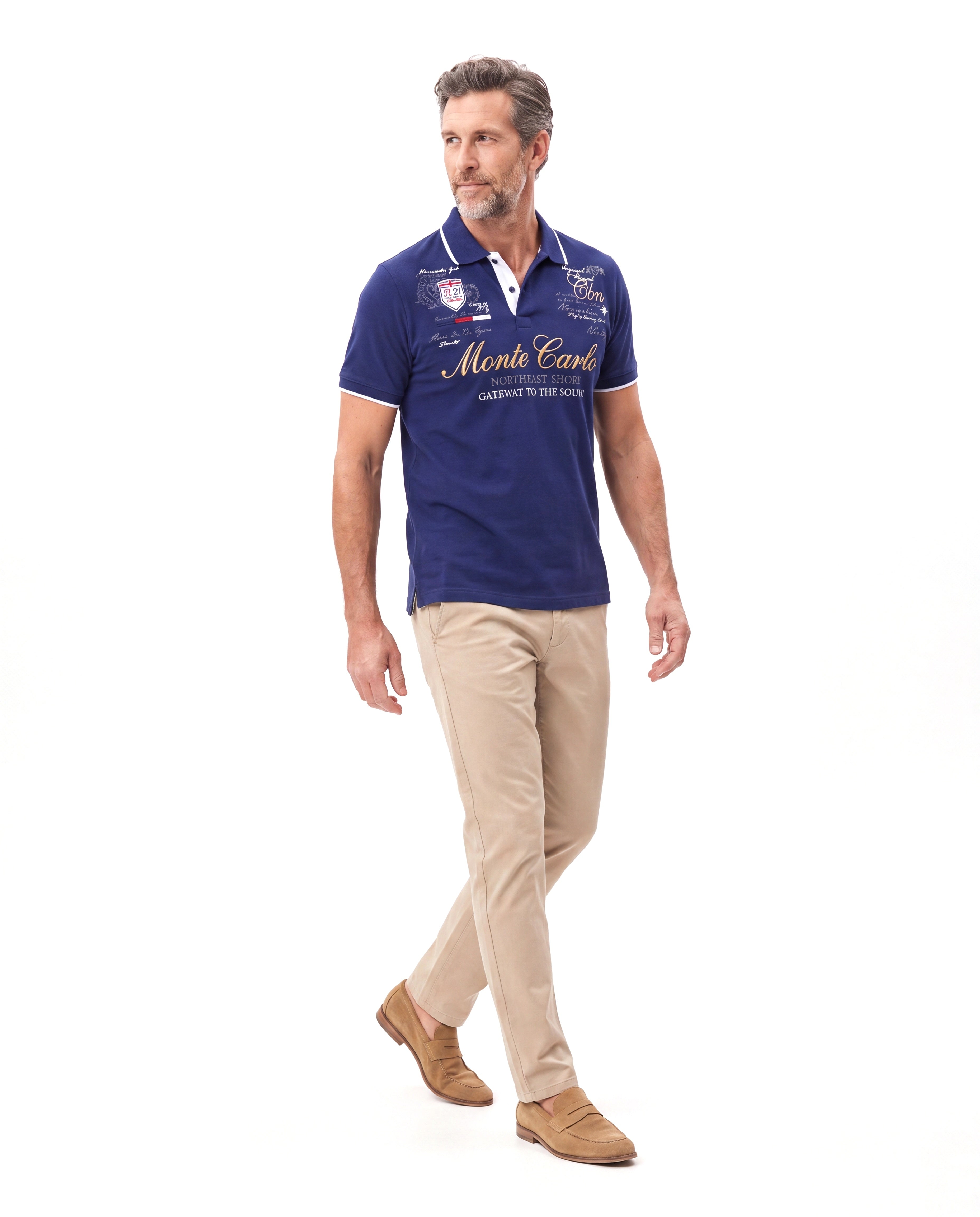 Katoenen polo met printdetail Heren
