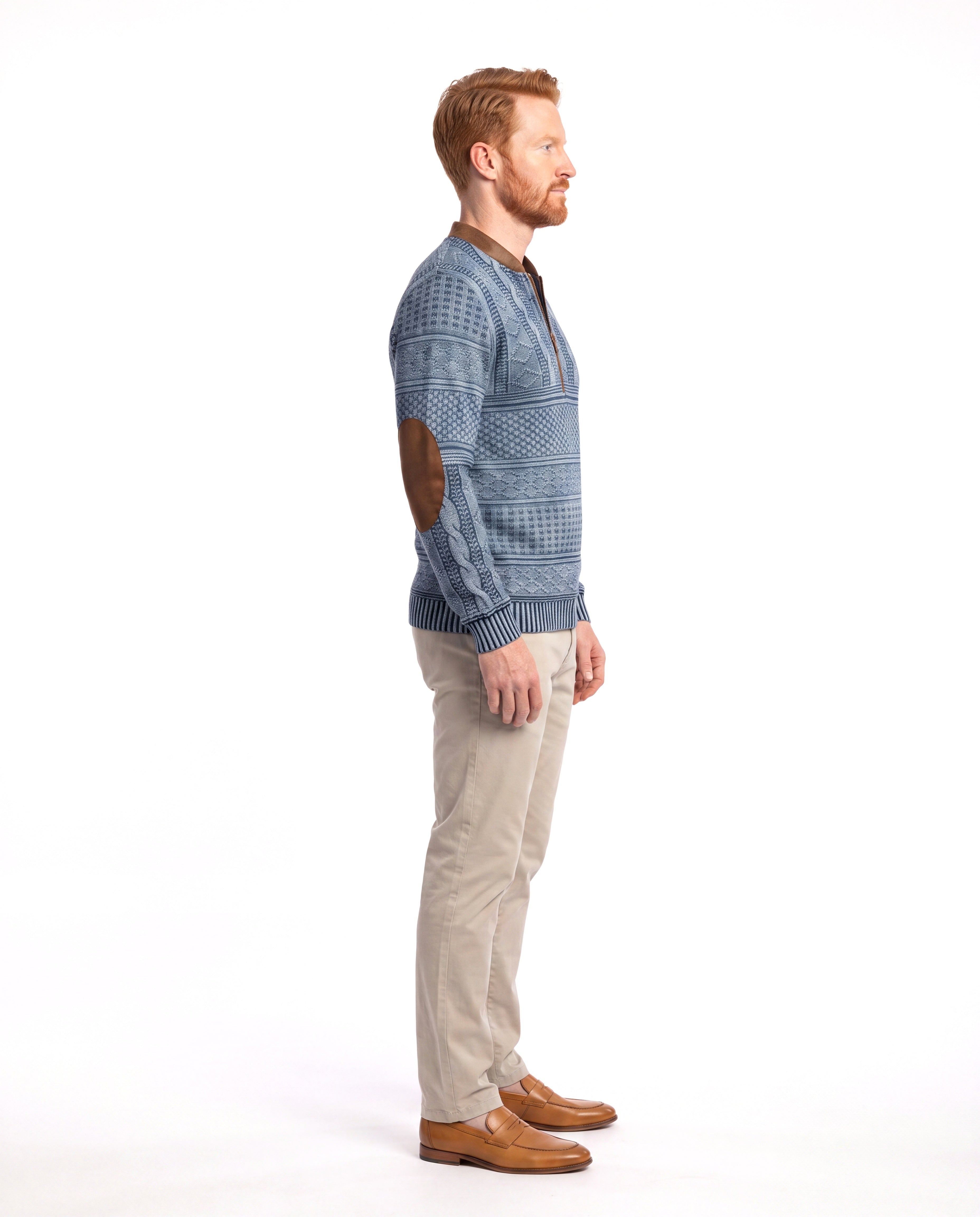 Fijngebreide sweater met halfzip detail Heren