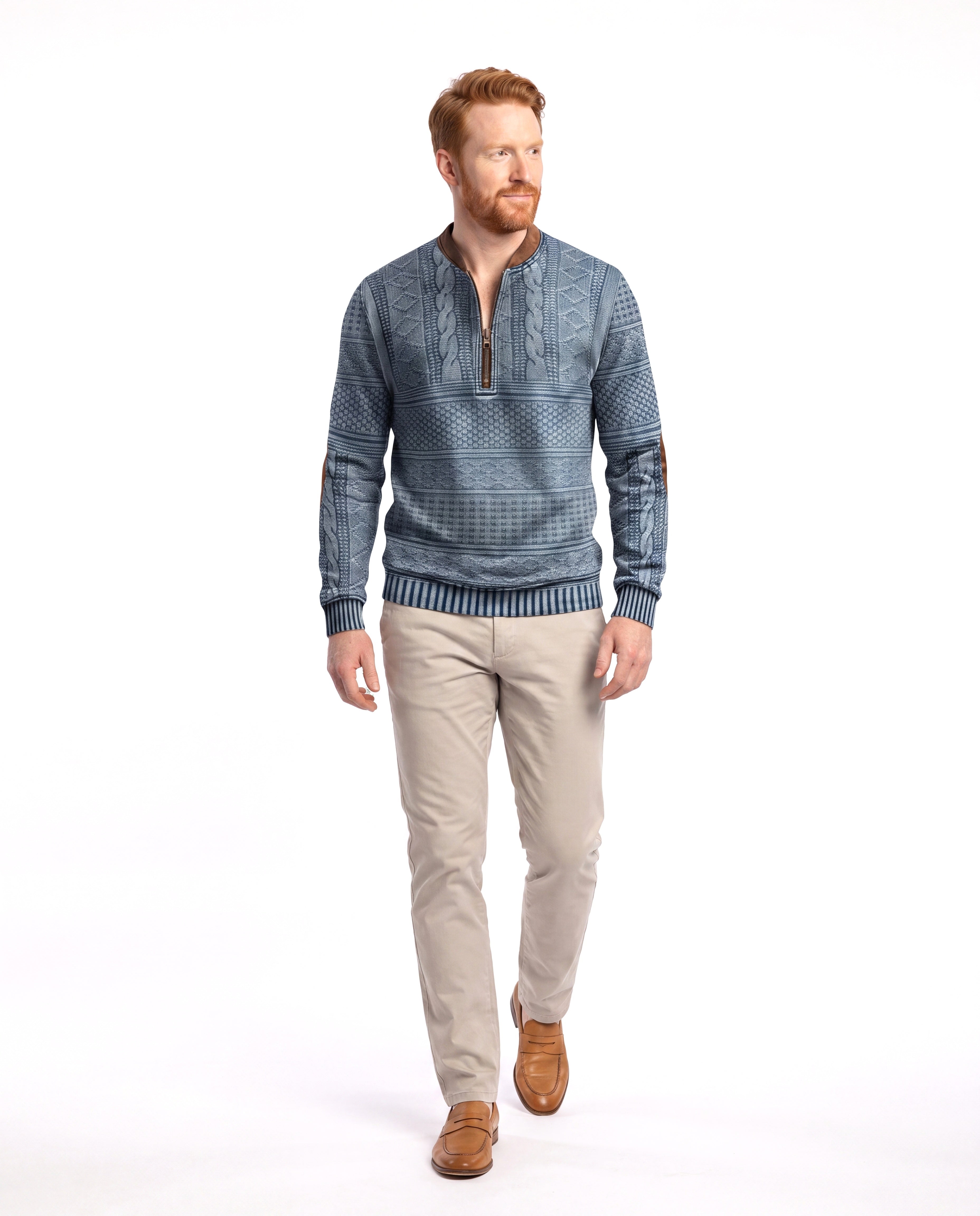 Fijngebreide sweater met halfzip detail Heren