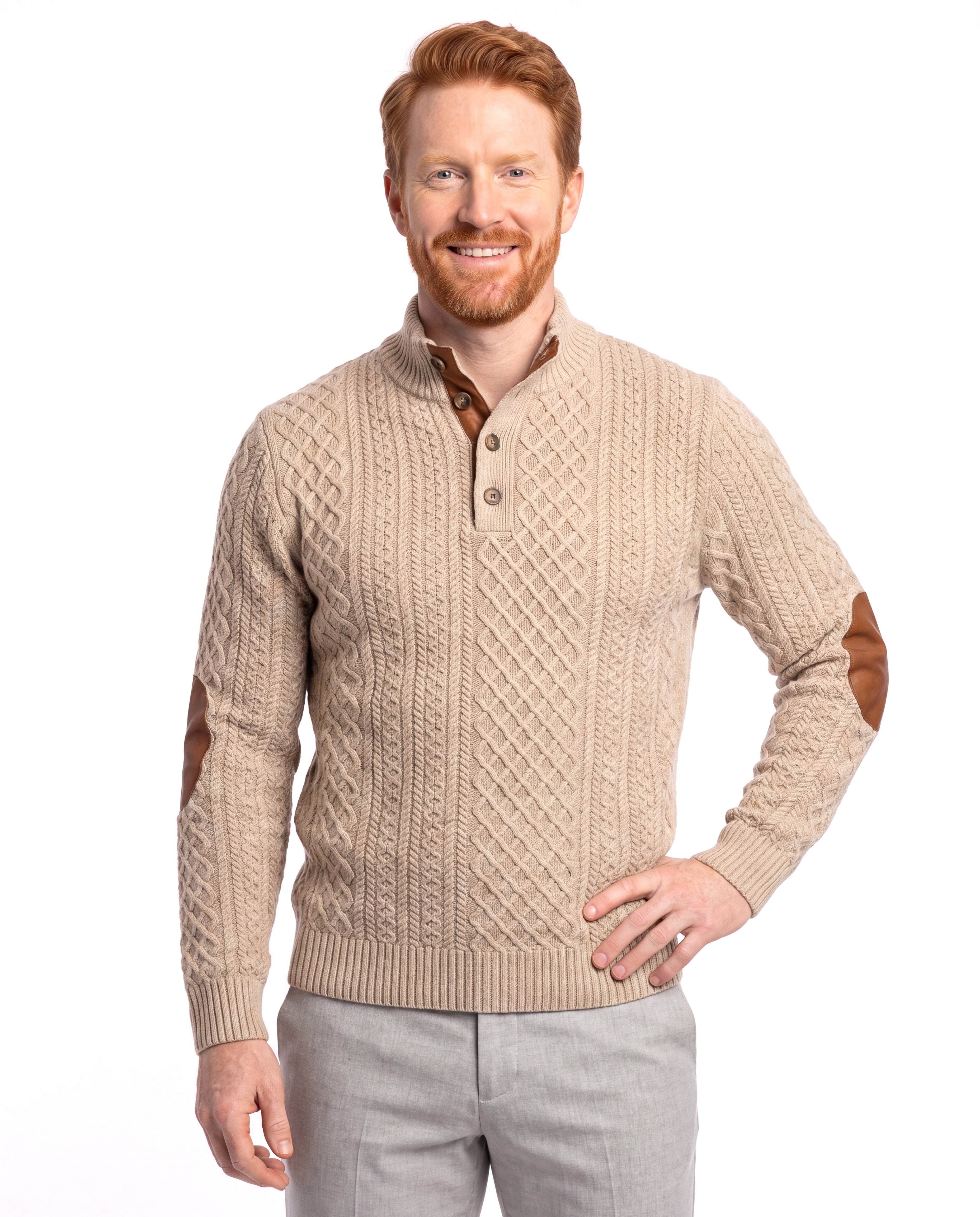 Gebreide winterpullover met verhoogde boord Heren