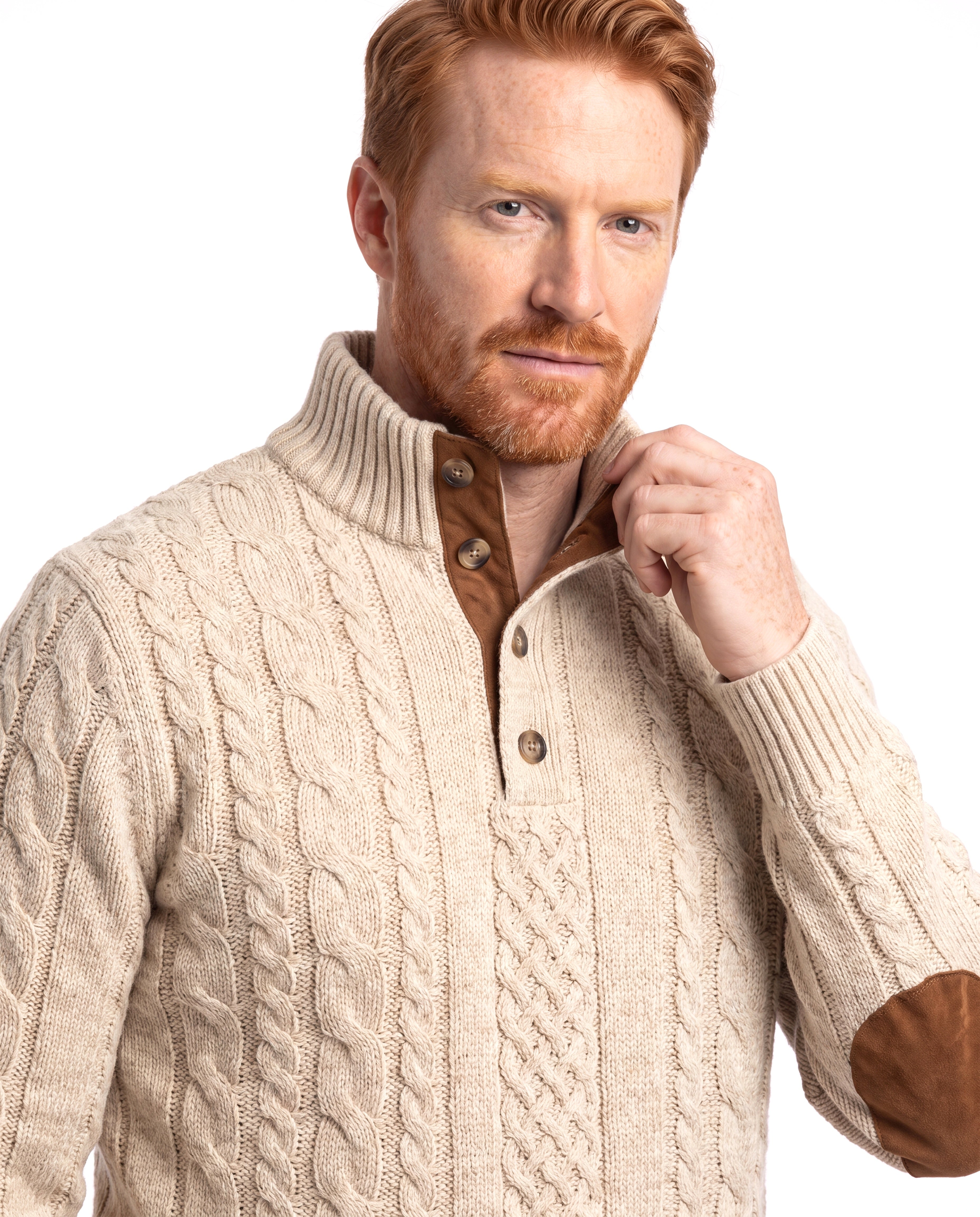 Gebreide winterpullover met verhoogde boord Heren