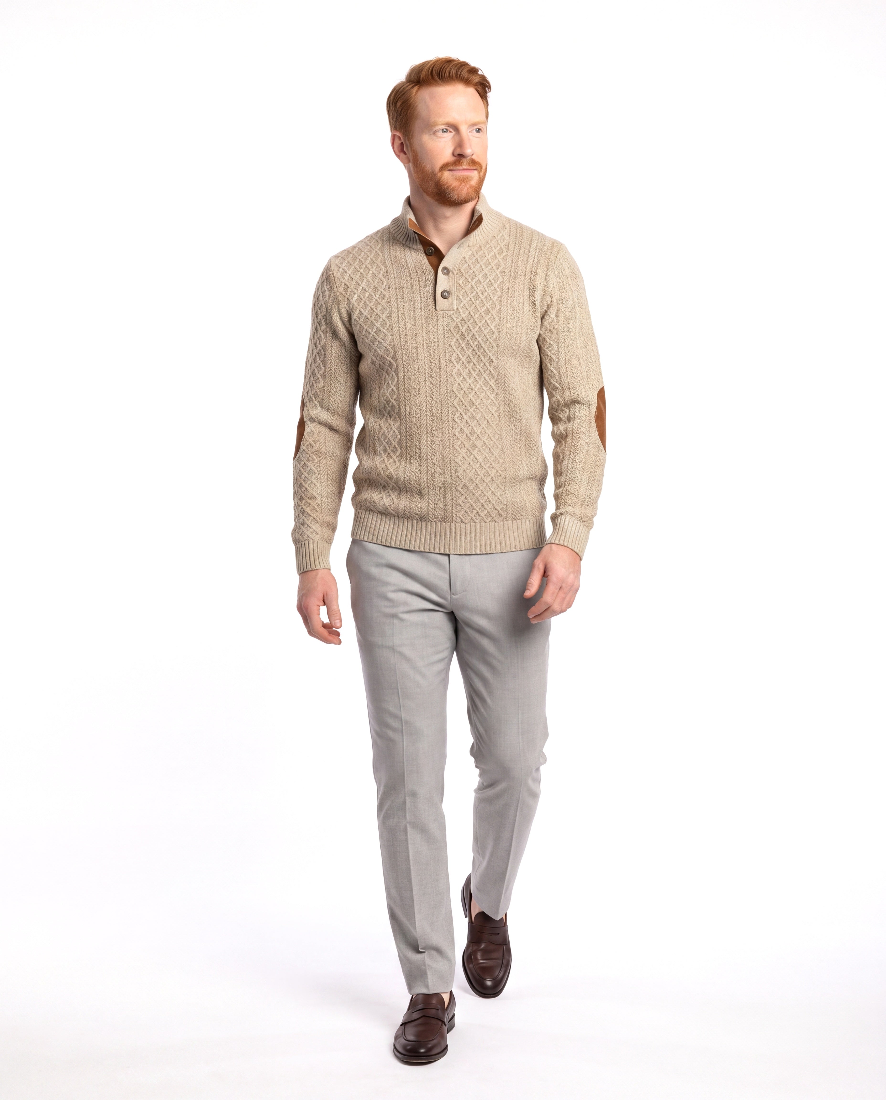 Gebreide winterpullover met verhoogde boord Heren