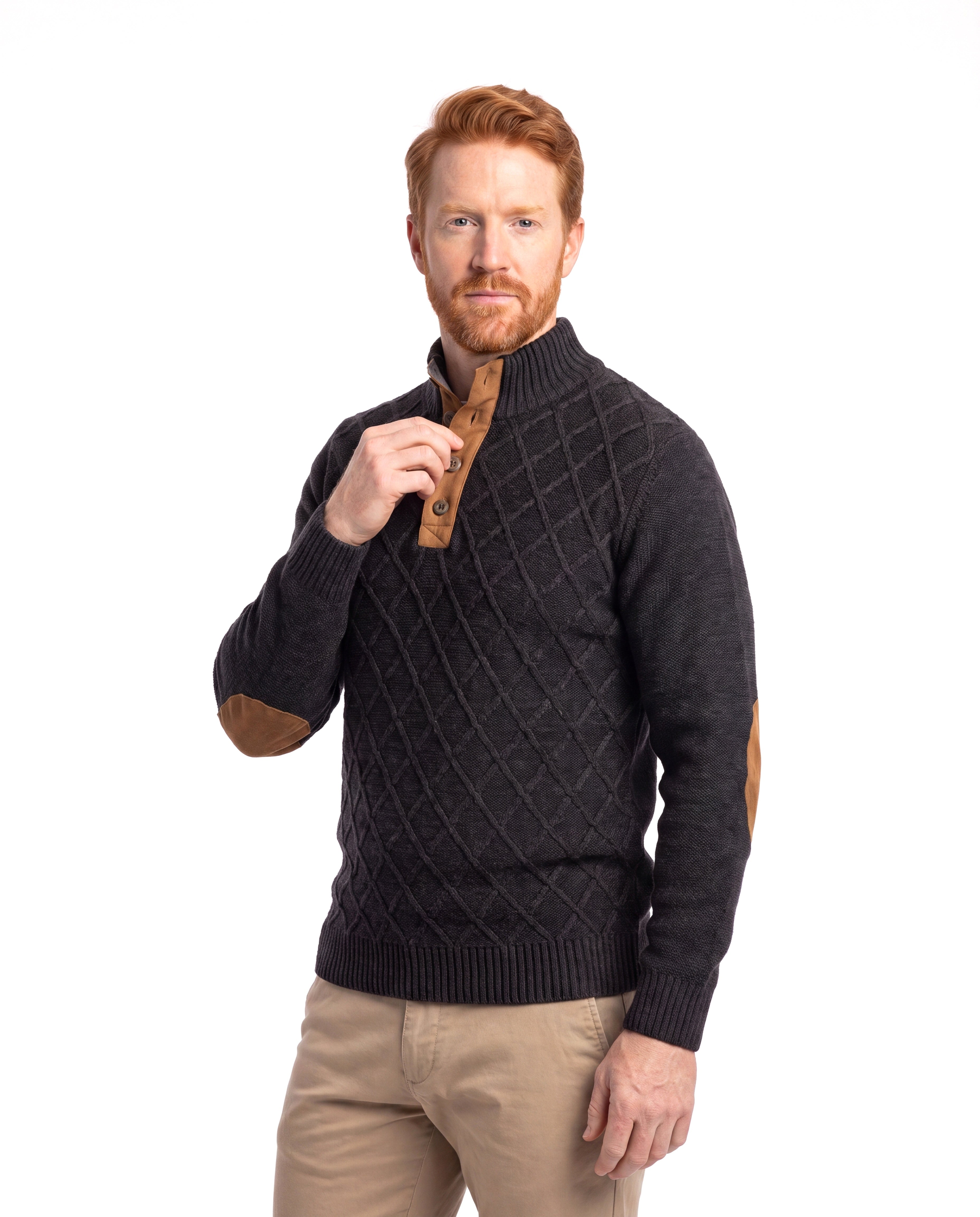 Gebreide trui met warme fleece voering Heren