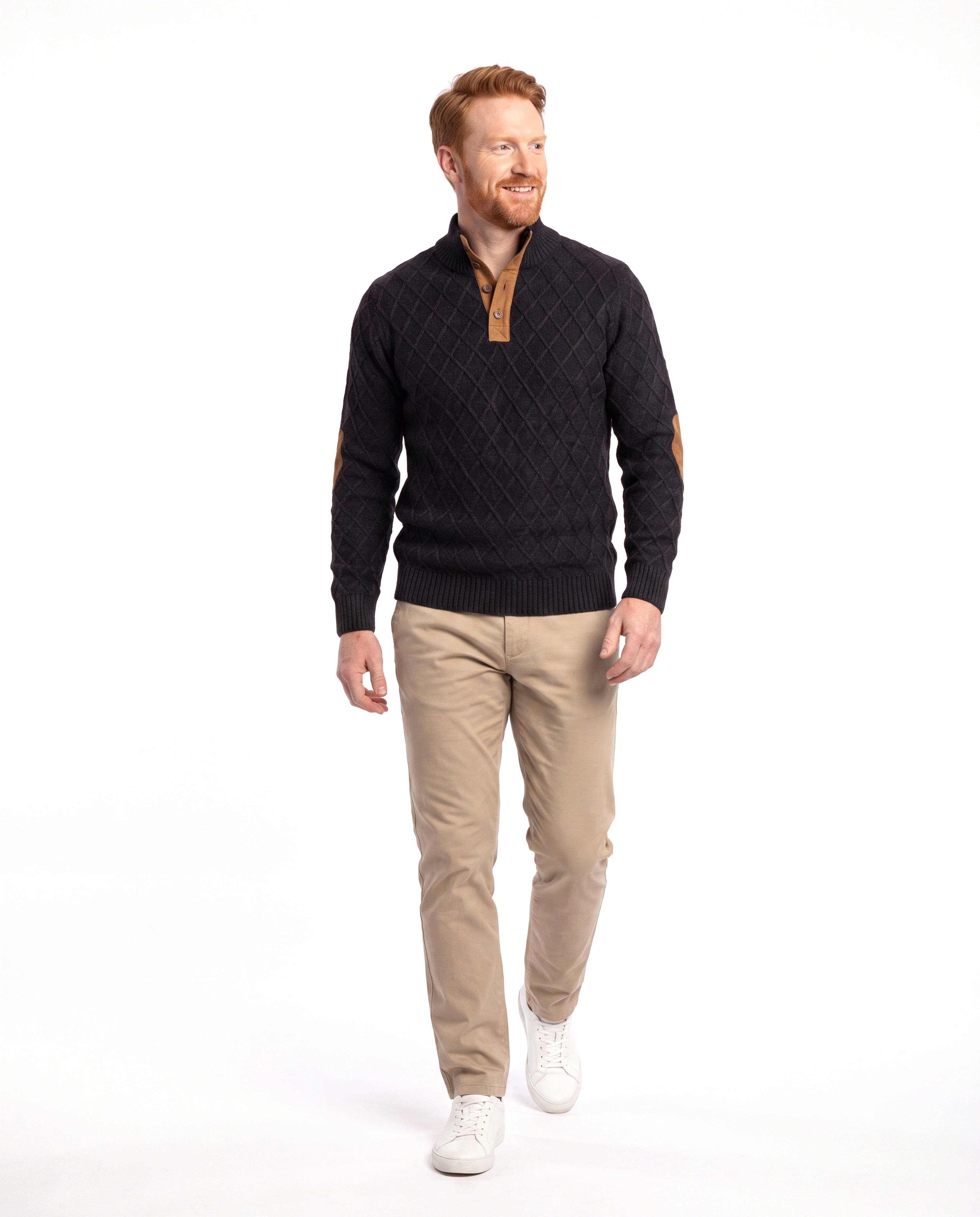 Gebreide trui met warme fleece voering Heren