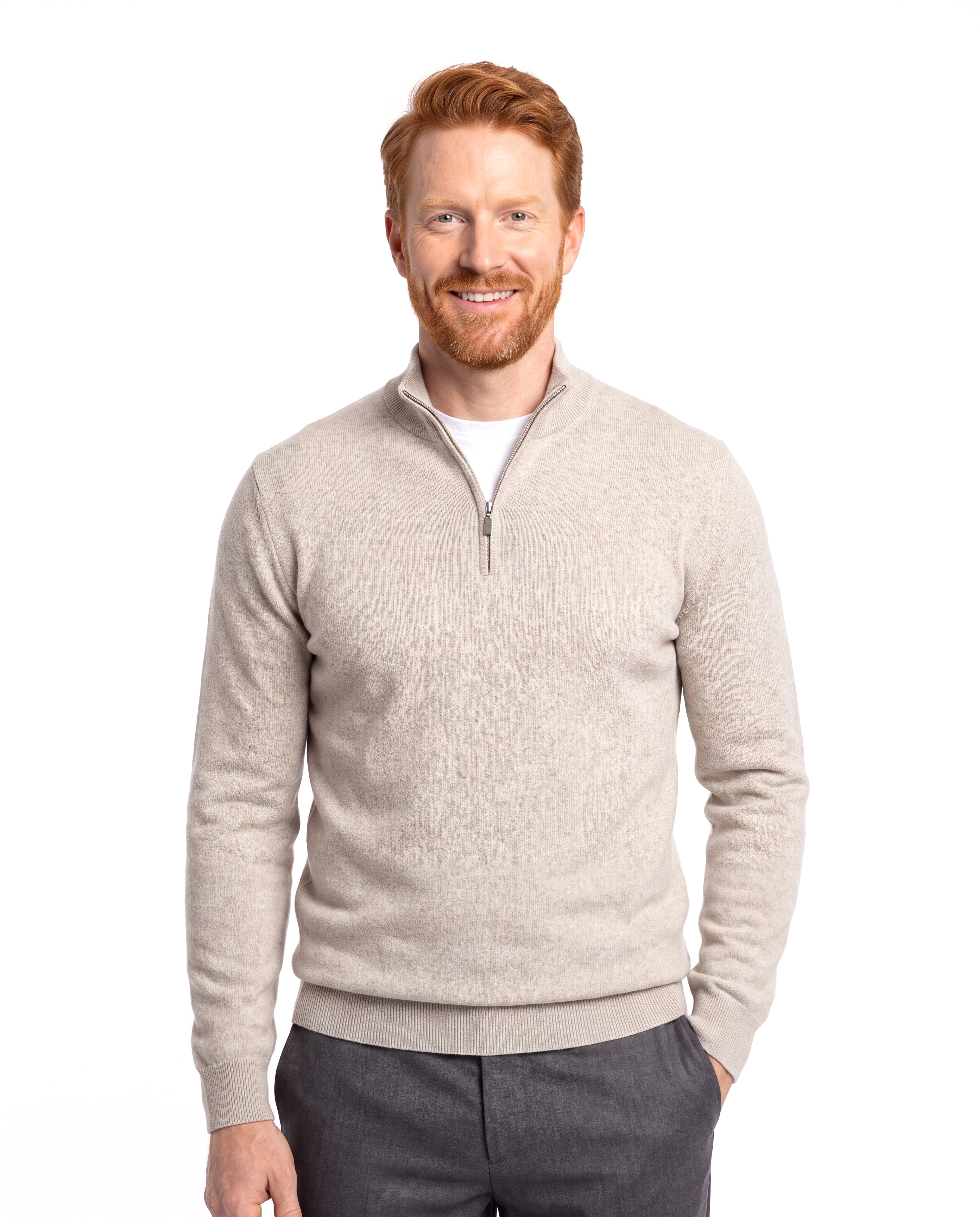 Fijngebreide trui met halfzip Heren