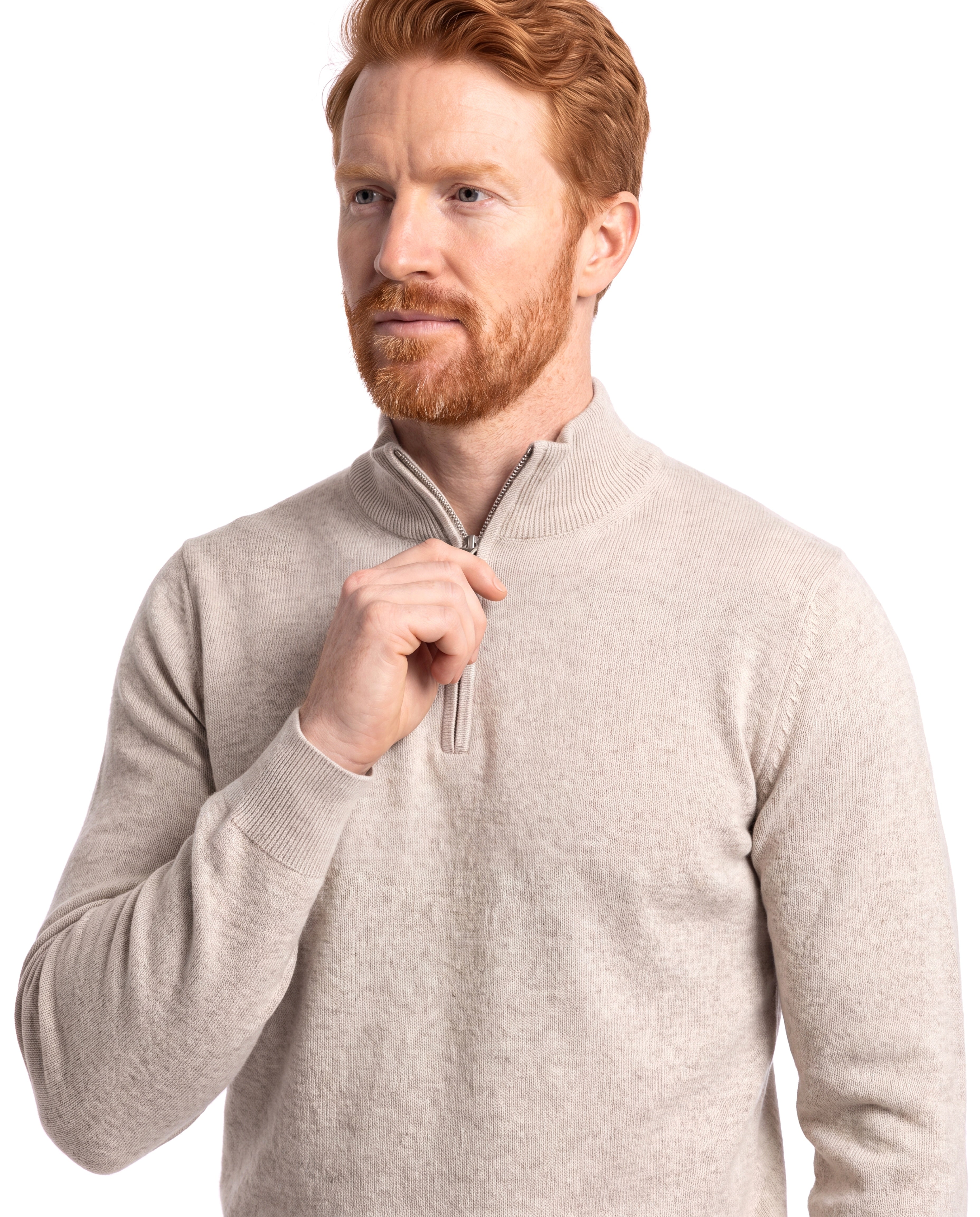 Fijngebreide trui met halfzip Heren