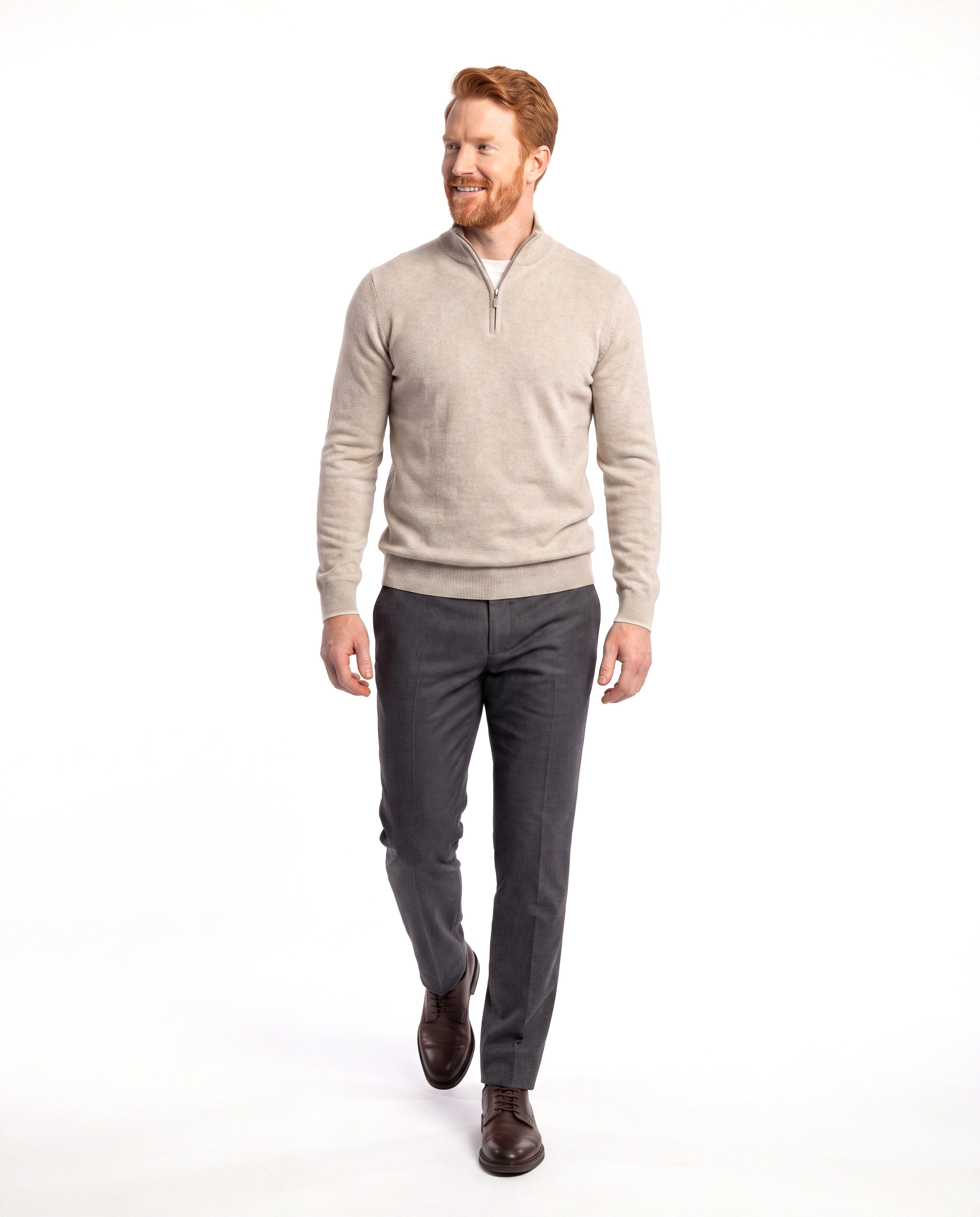 Fijngebreide trui met halfzip Heren
