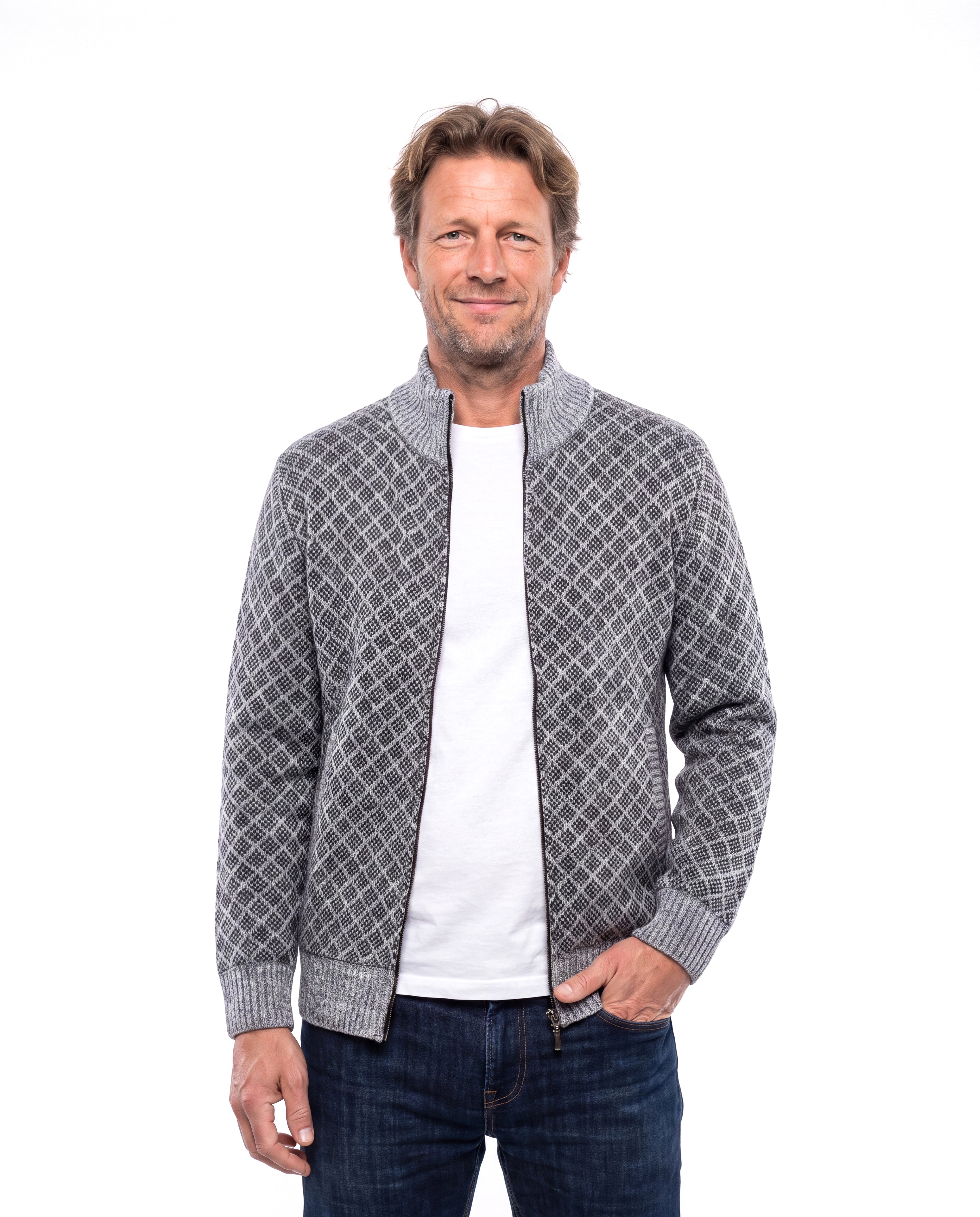 Gebreid vest met kraagsluiting Heren