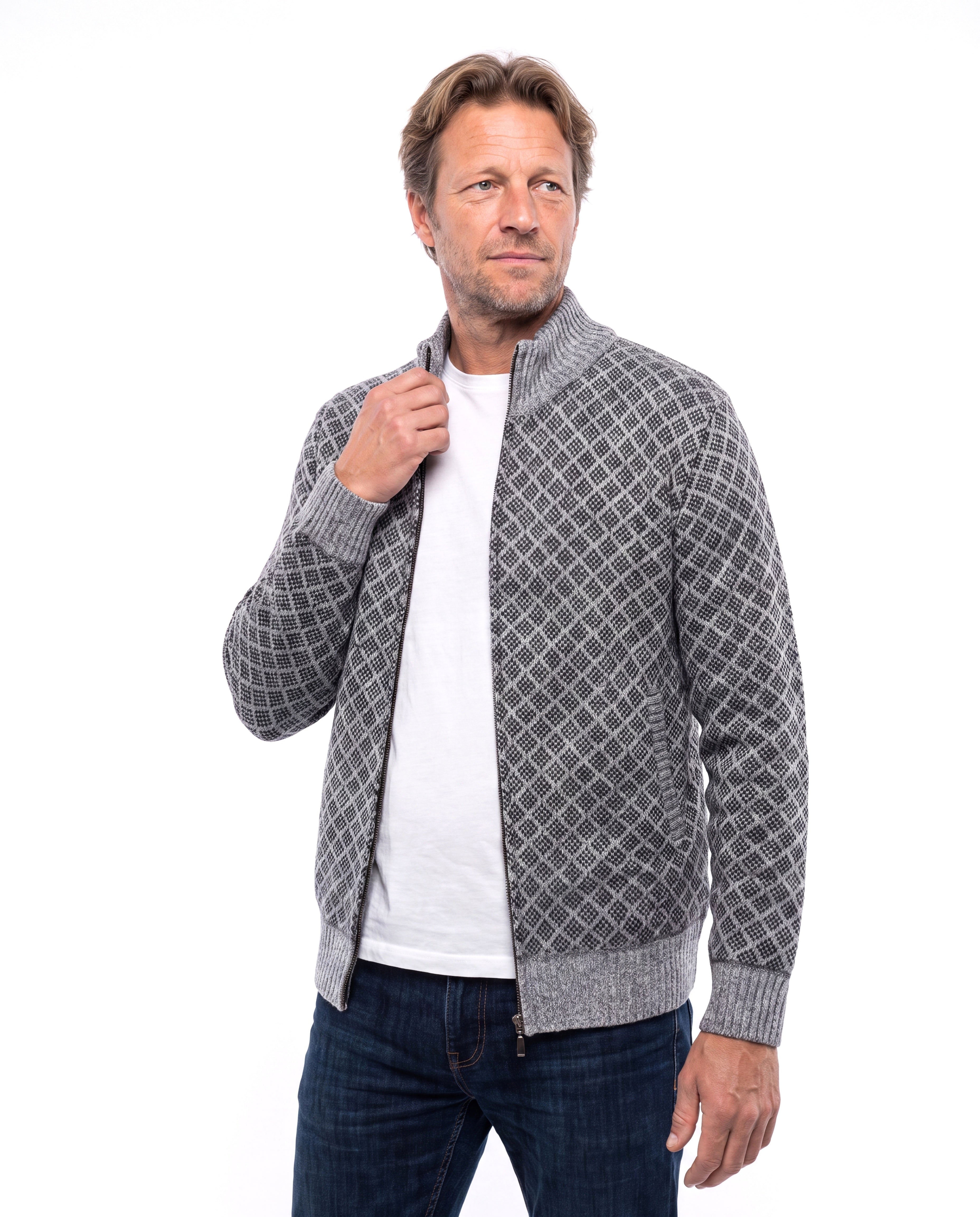 Gebreid vest met kraagsluiting Heren