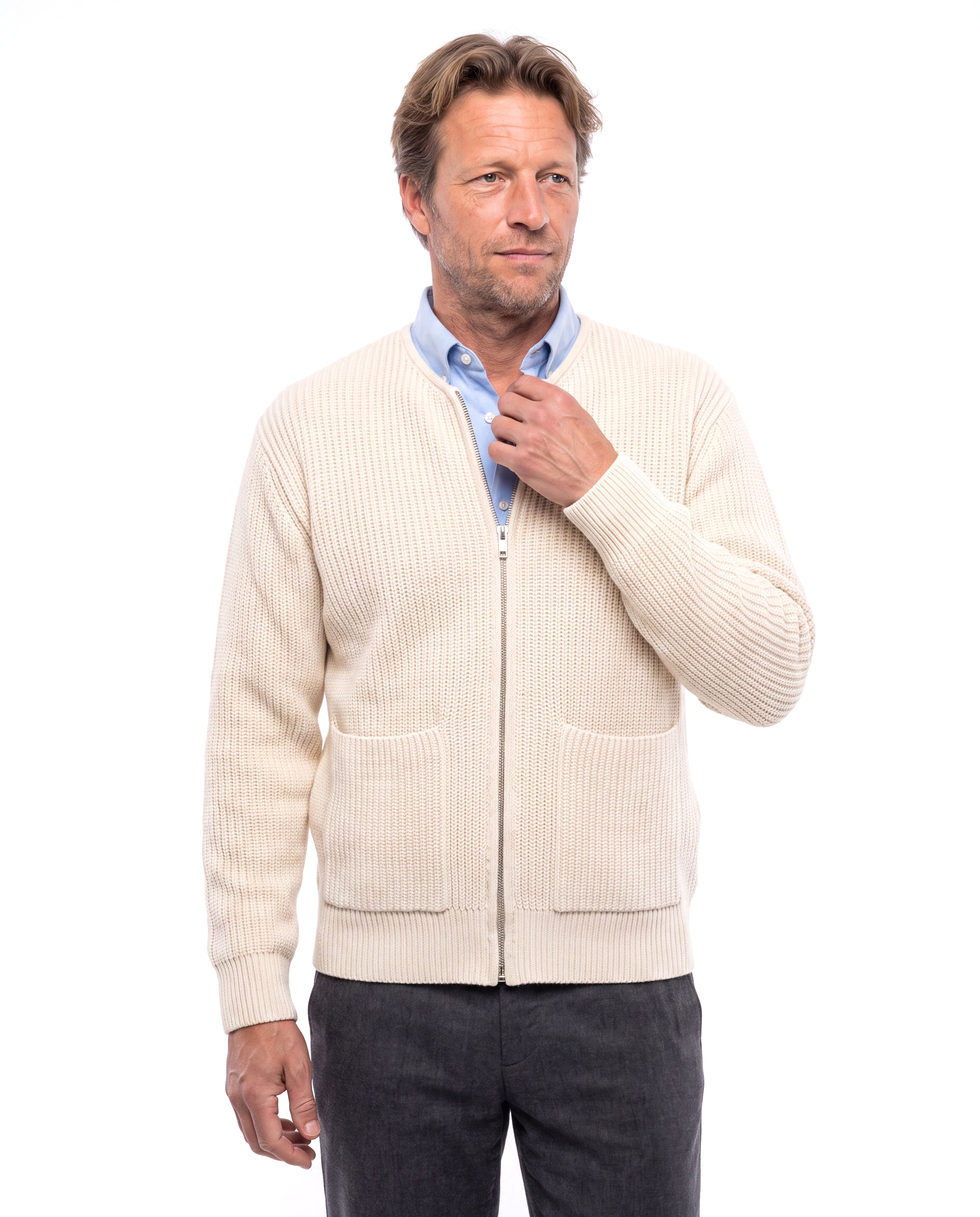 Gebreid vest met contrasterende steken Heren
